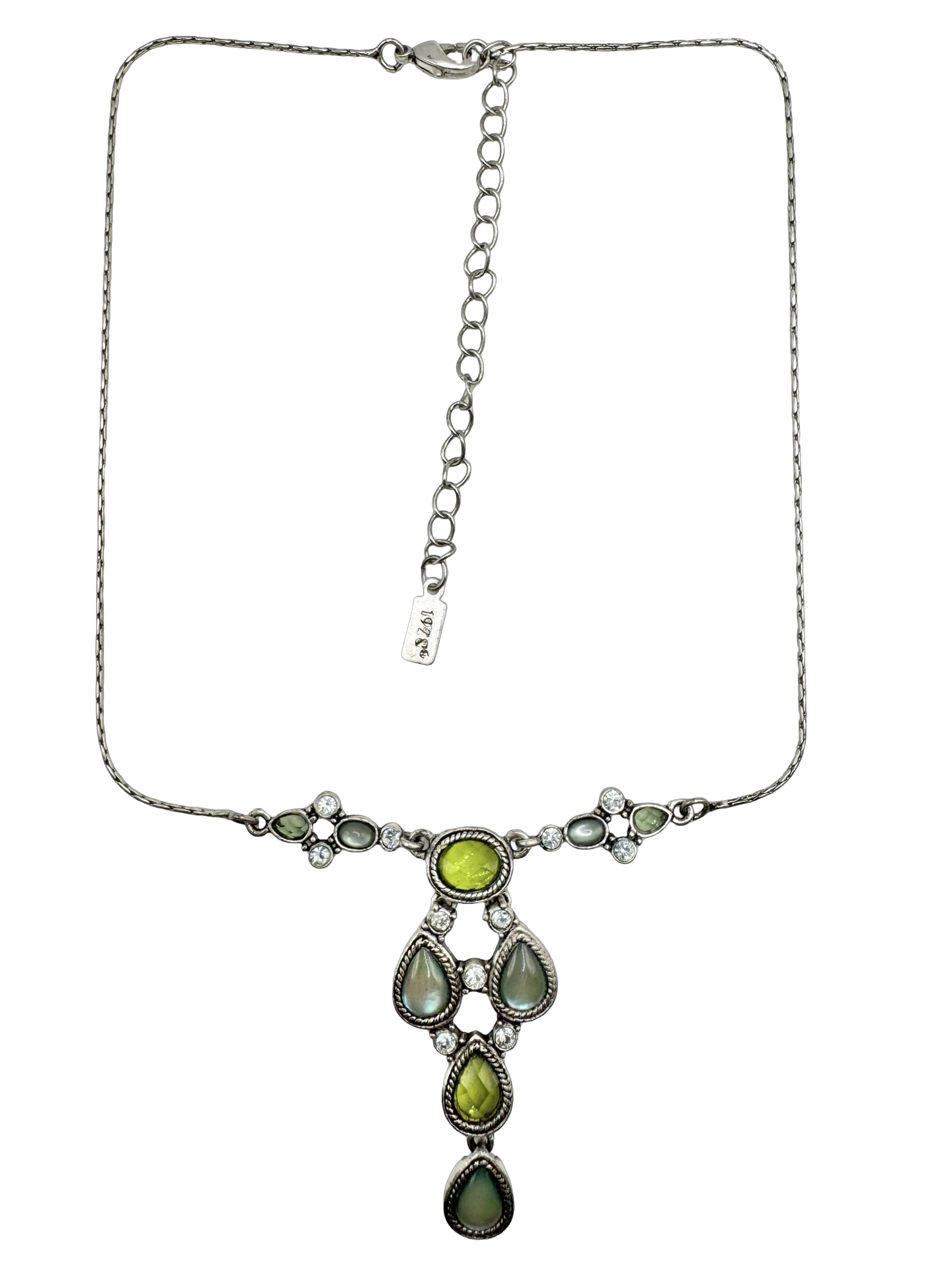 Vintage Y2K Electric Lime Jewel Drop Necklace