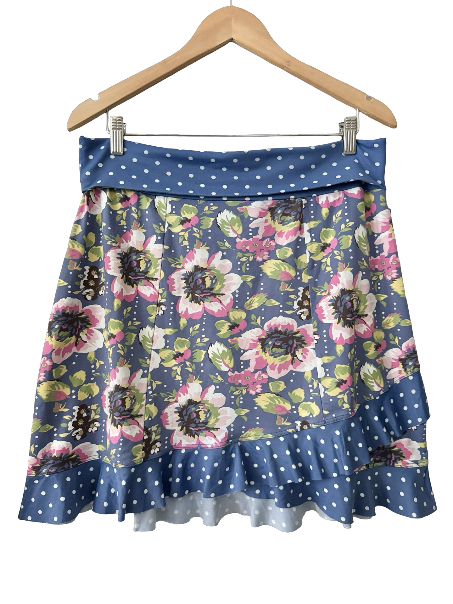 Vintage 90s Bluebell Picnic Floral Midi Skirt (L)