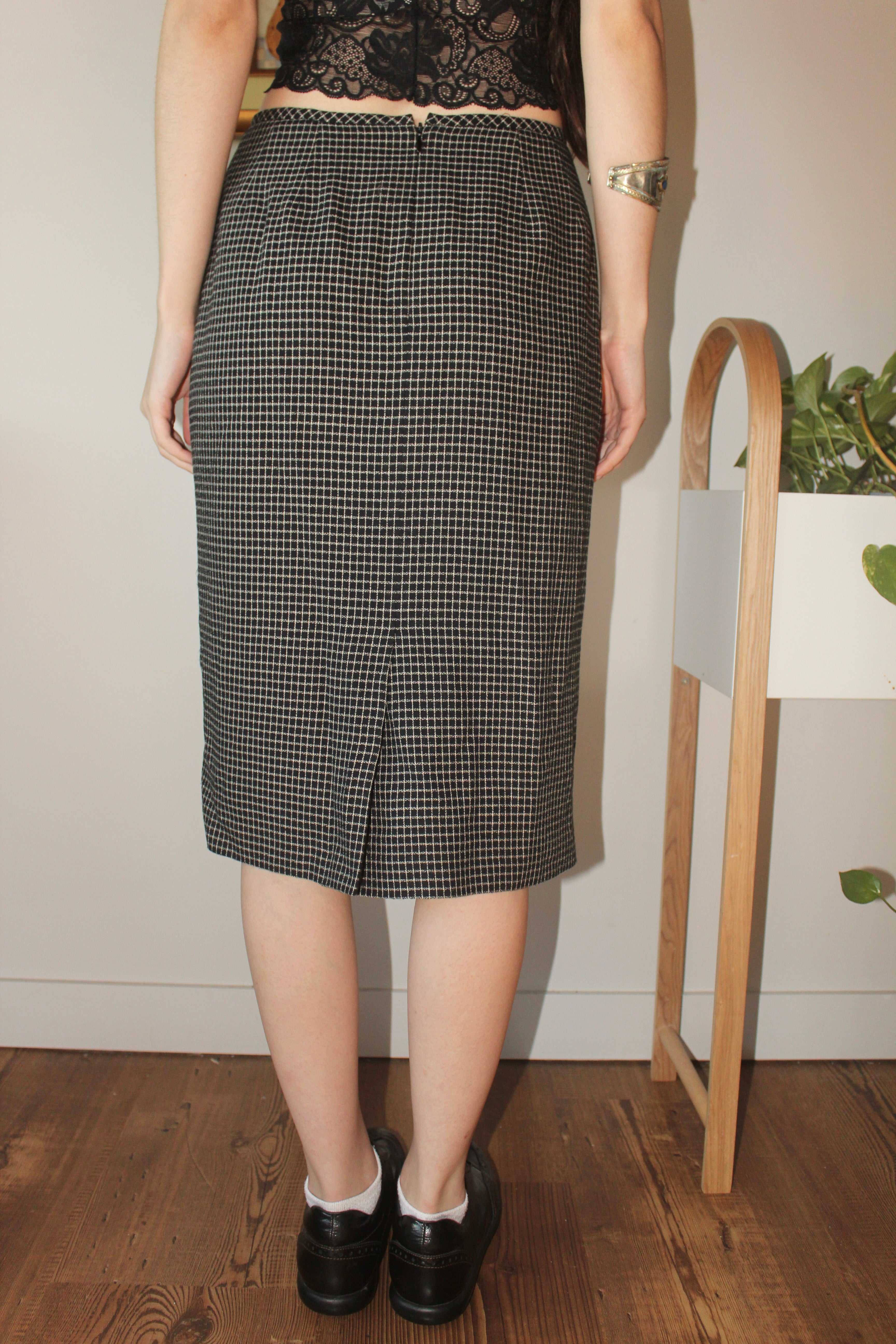 Vintage 80s Plaid Midi Skirt (S)