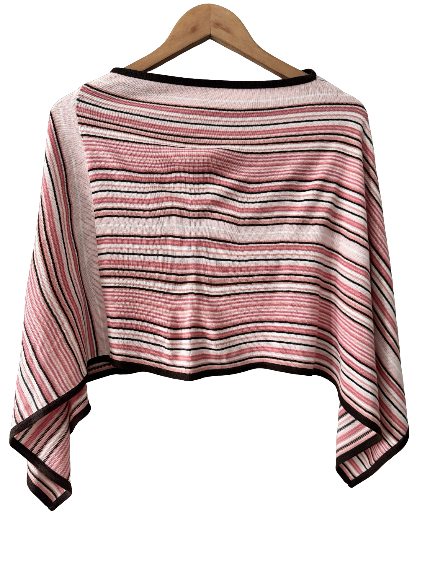 Vintage Y2K Pink Striped Knit Poncho Top (one size)