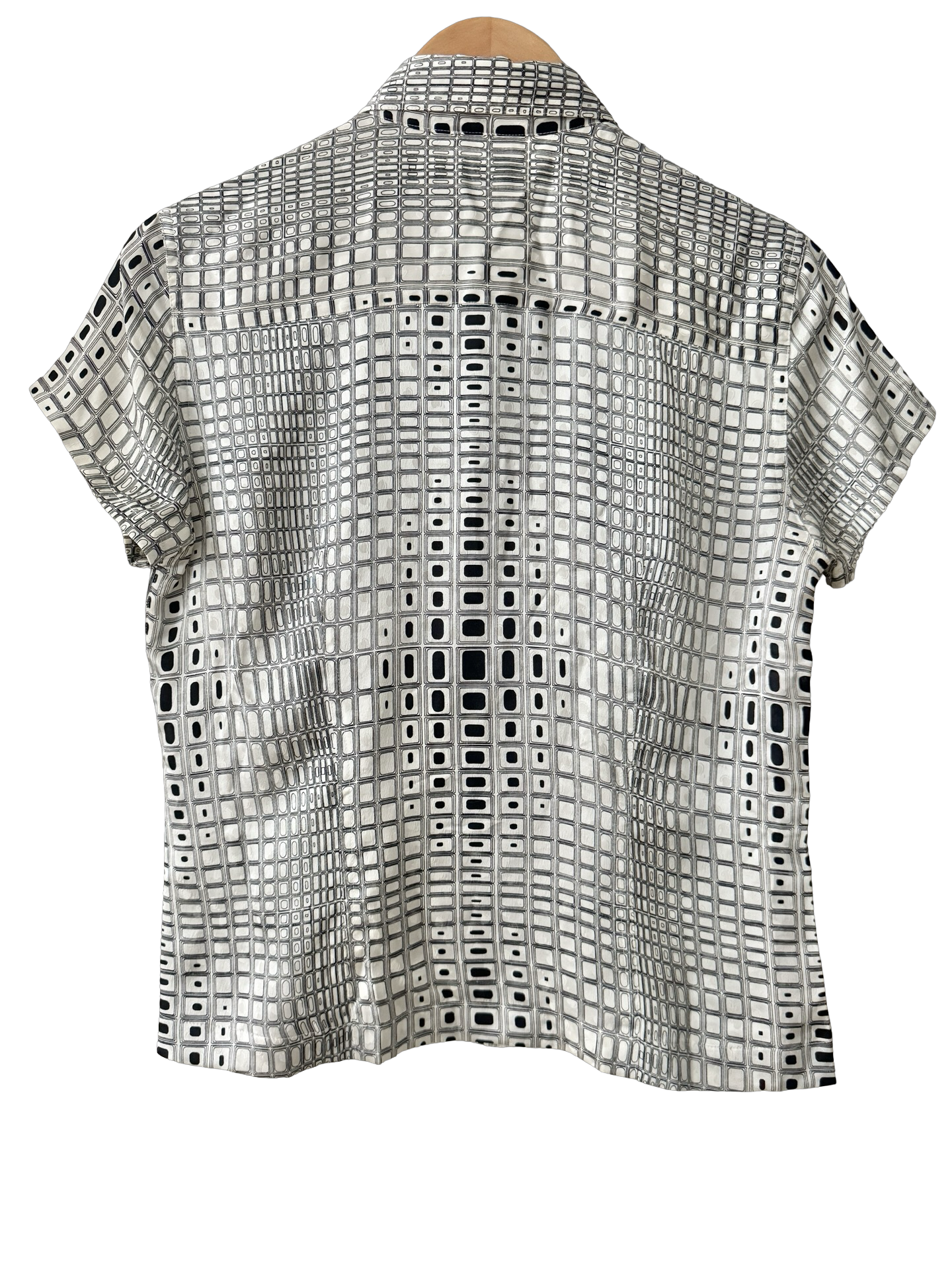 Vintage 90s Mod Matrix Silk Button-Up Top (M)