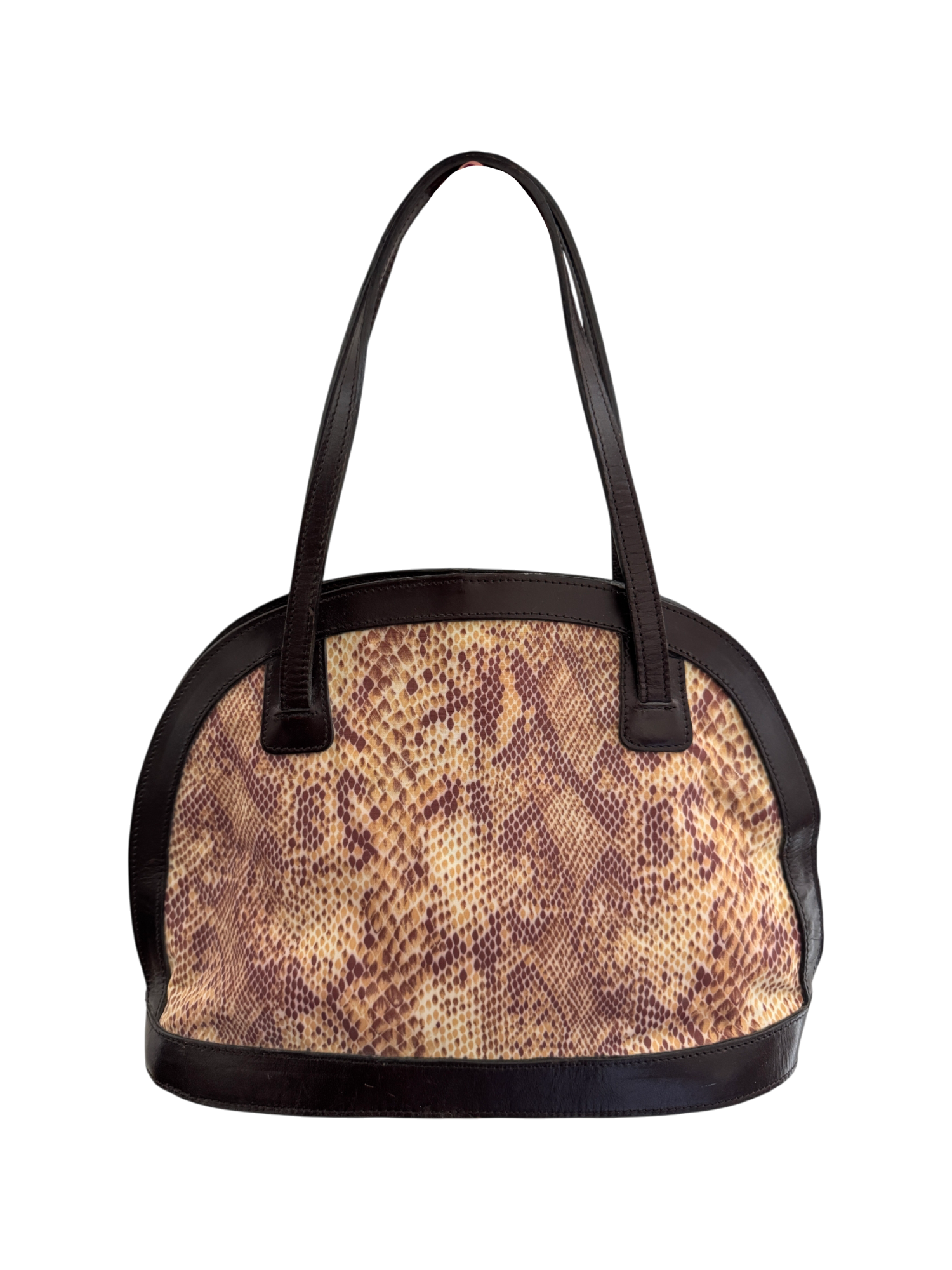 Vintage Python Print Structured Shoulder Bag