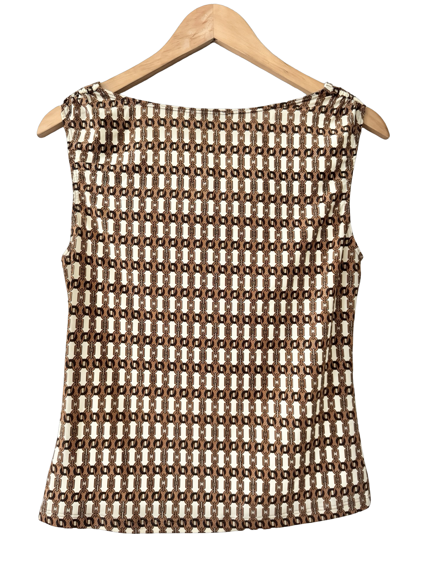 Vintage Y2K Espresso Chain Print Cowl Top (M-L)