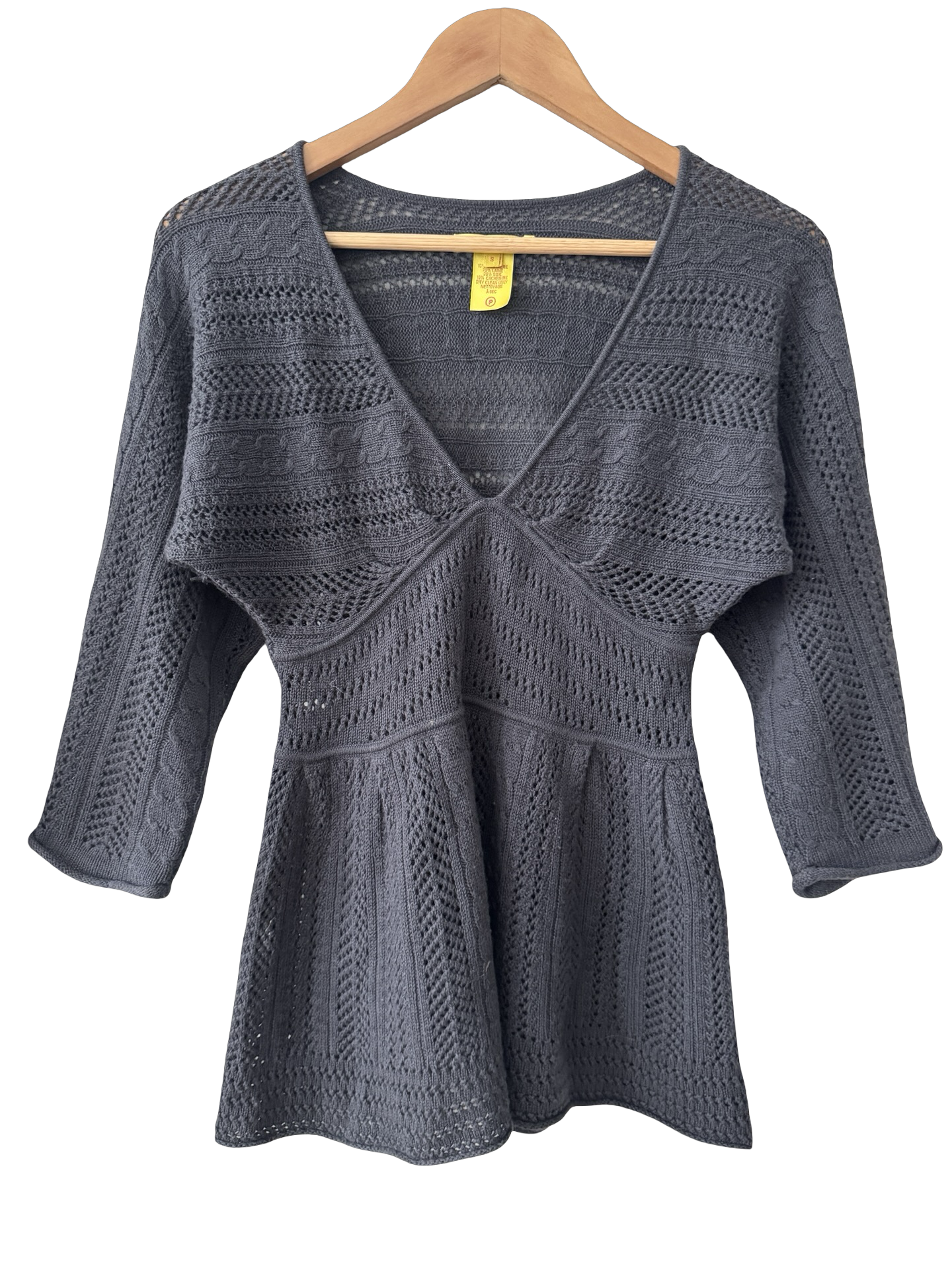 Vintage Y2K Charcoal Crochet Babydoll Sweater (S)