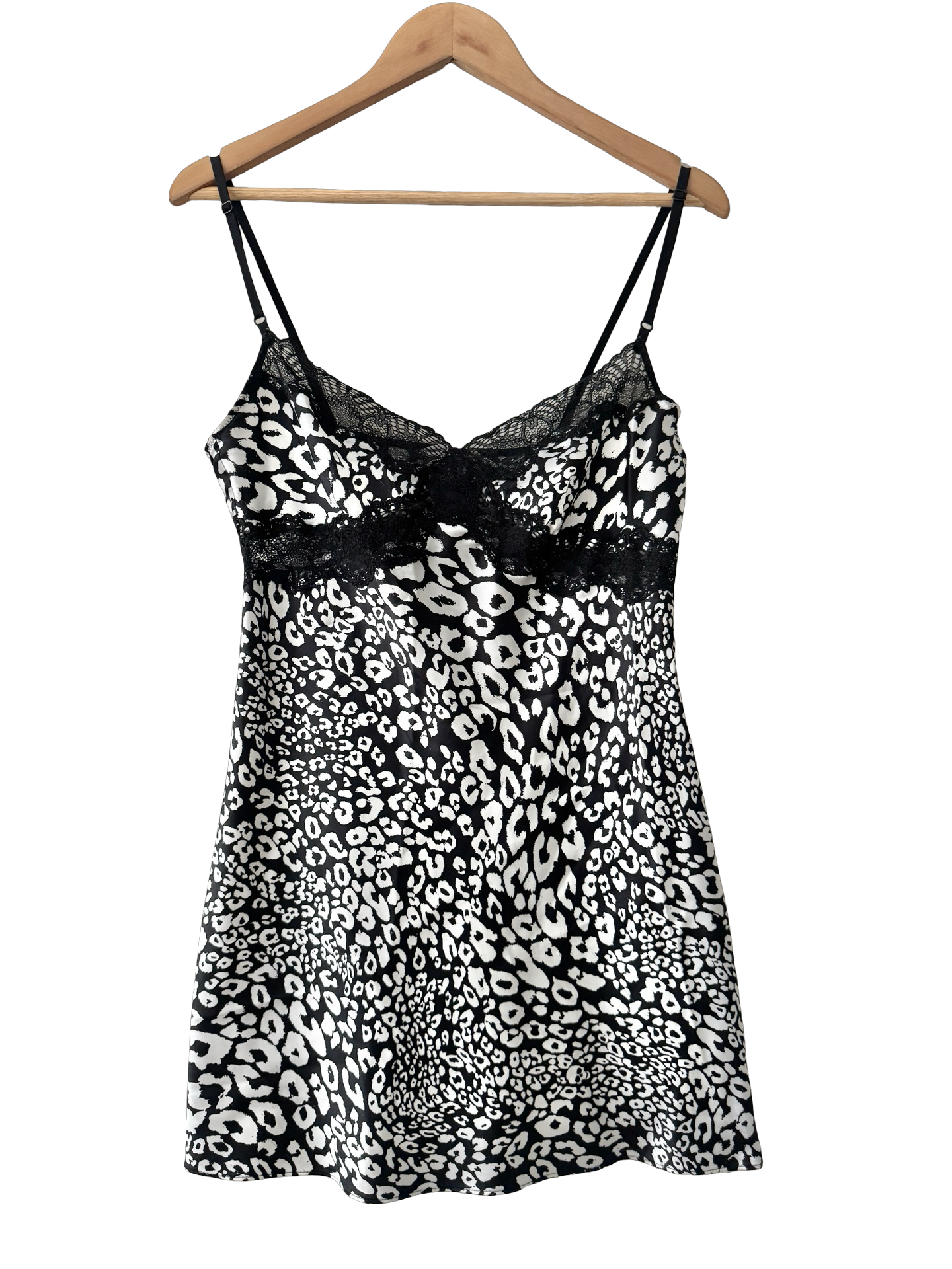 Vintage Y2K Noir Leopard Lace Mini Slip (M)