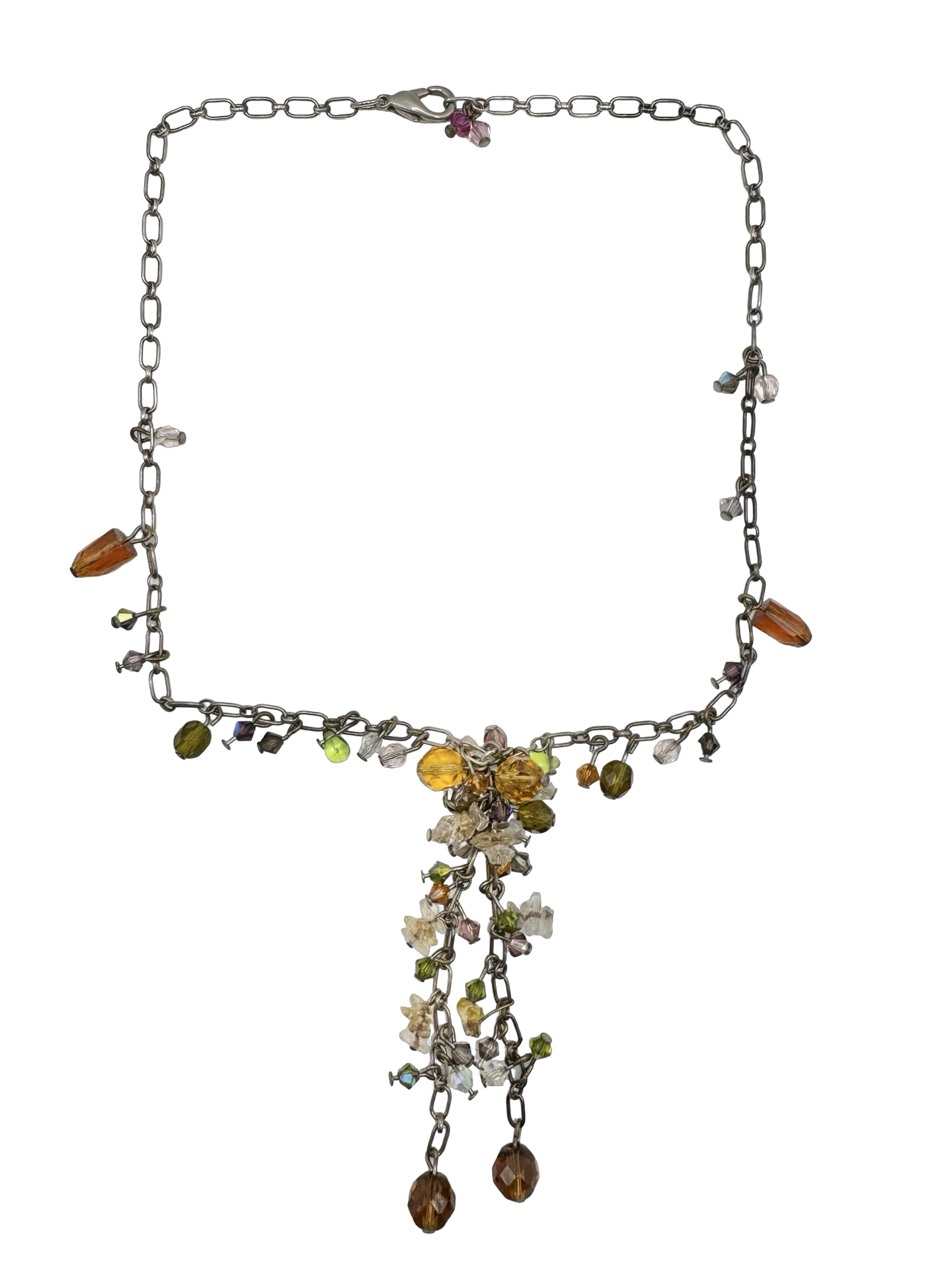 Vintage Amber Crystal Cascade Necklace
