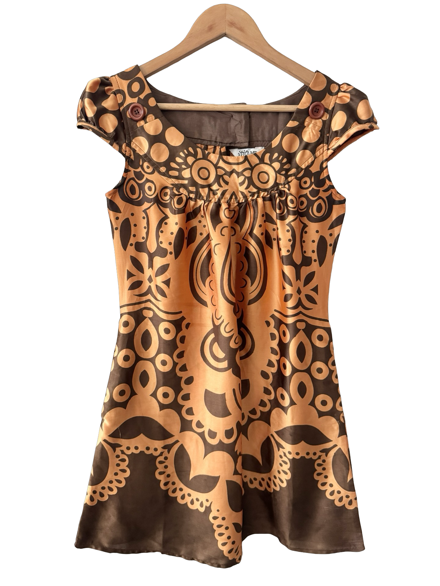 Vintage 70s Graphic Babydoll Mini Dress (S/M)