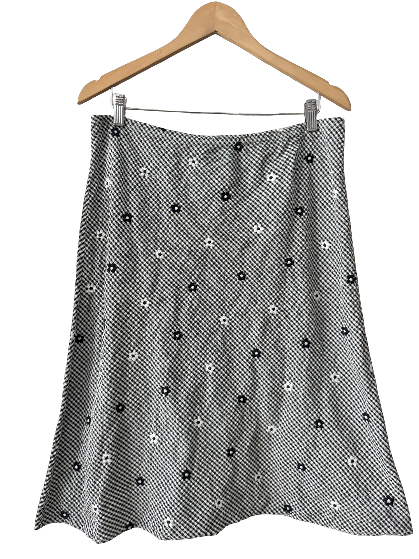 Vintage 90s Daisy Gingham Midi Skirt (L)