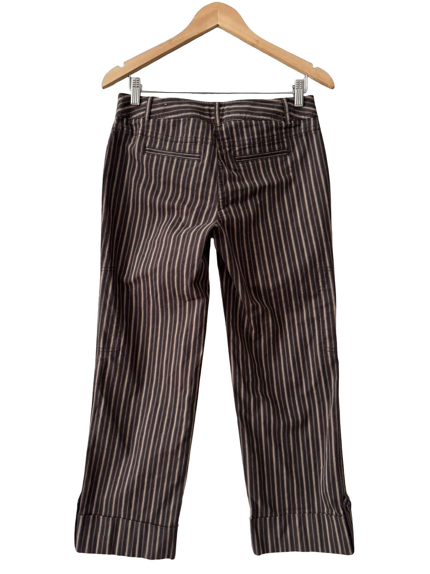 Vintage Y2K Retro Brown Pinstripe Capris (S/M)