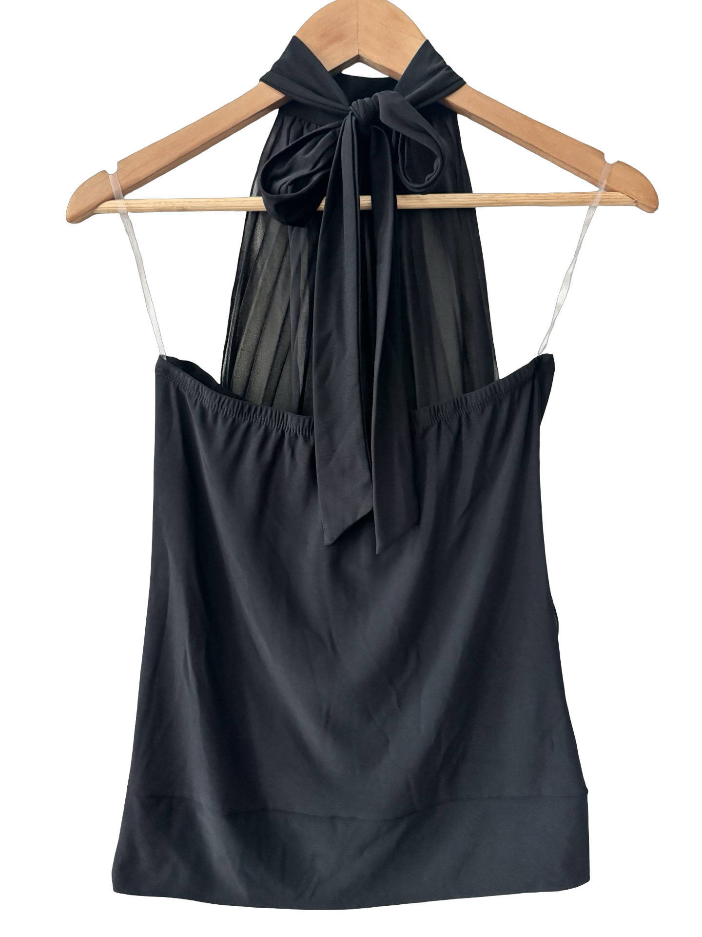 Vintage 90s Black Sheer Halter Top (M)