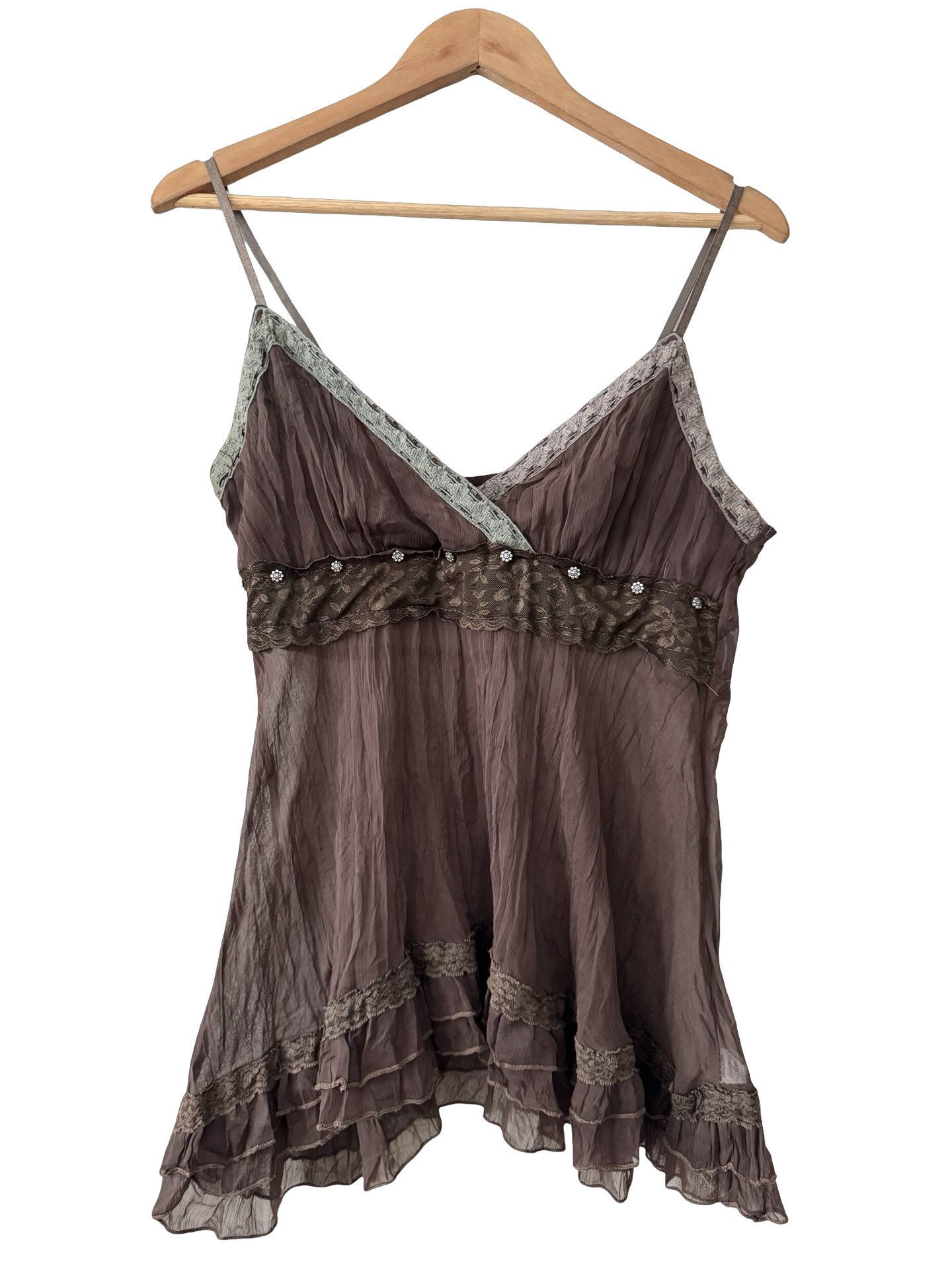 Vintage Y2K Mocha Fairy Lace Cami (L)