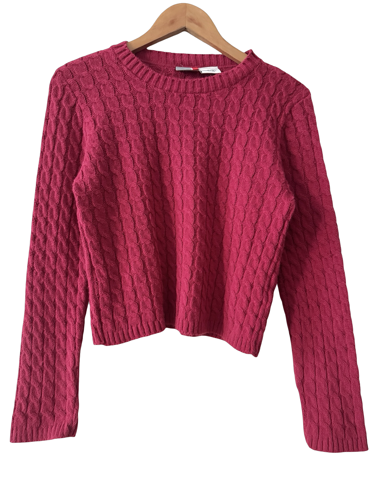 Vintage 90s Raspberry Crush Cable-knit Sweater (S/M)