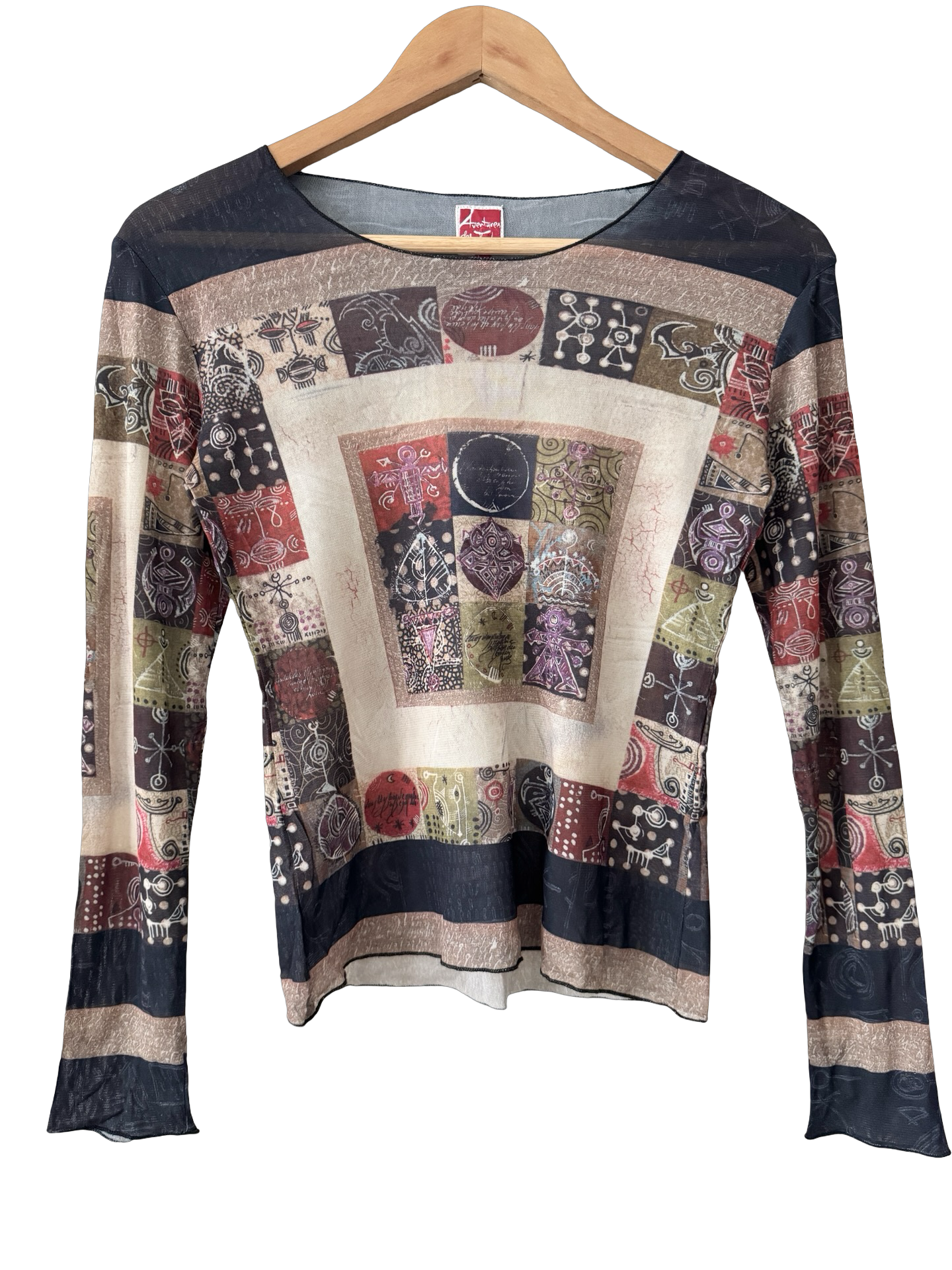 Vintage 90s French Art Gallery Patchwork Mesh Top (M)