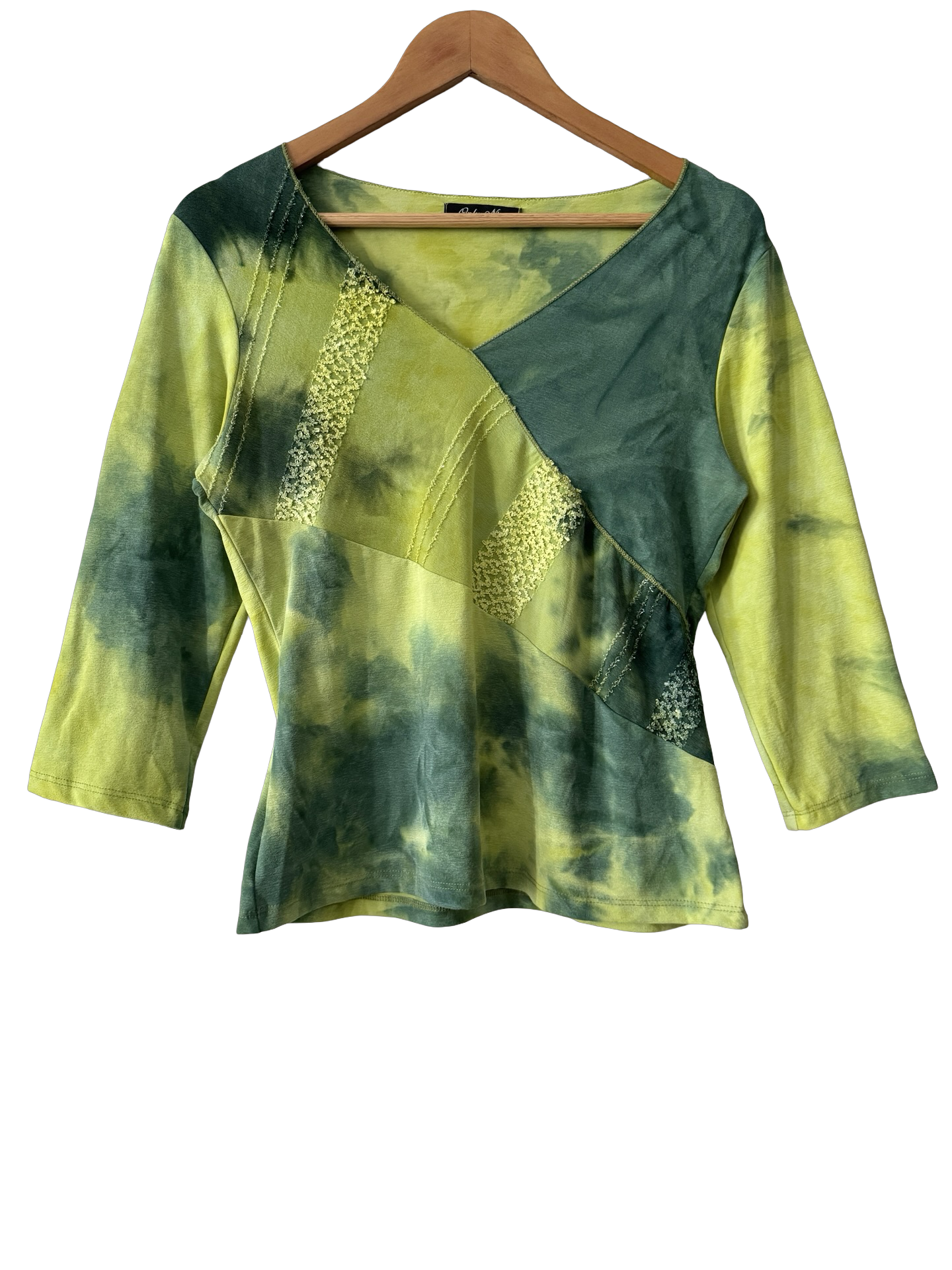 Vintage 90s Lime Sorbet Patchwork Long Sleeve Top (M/L)