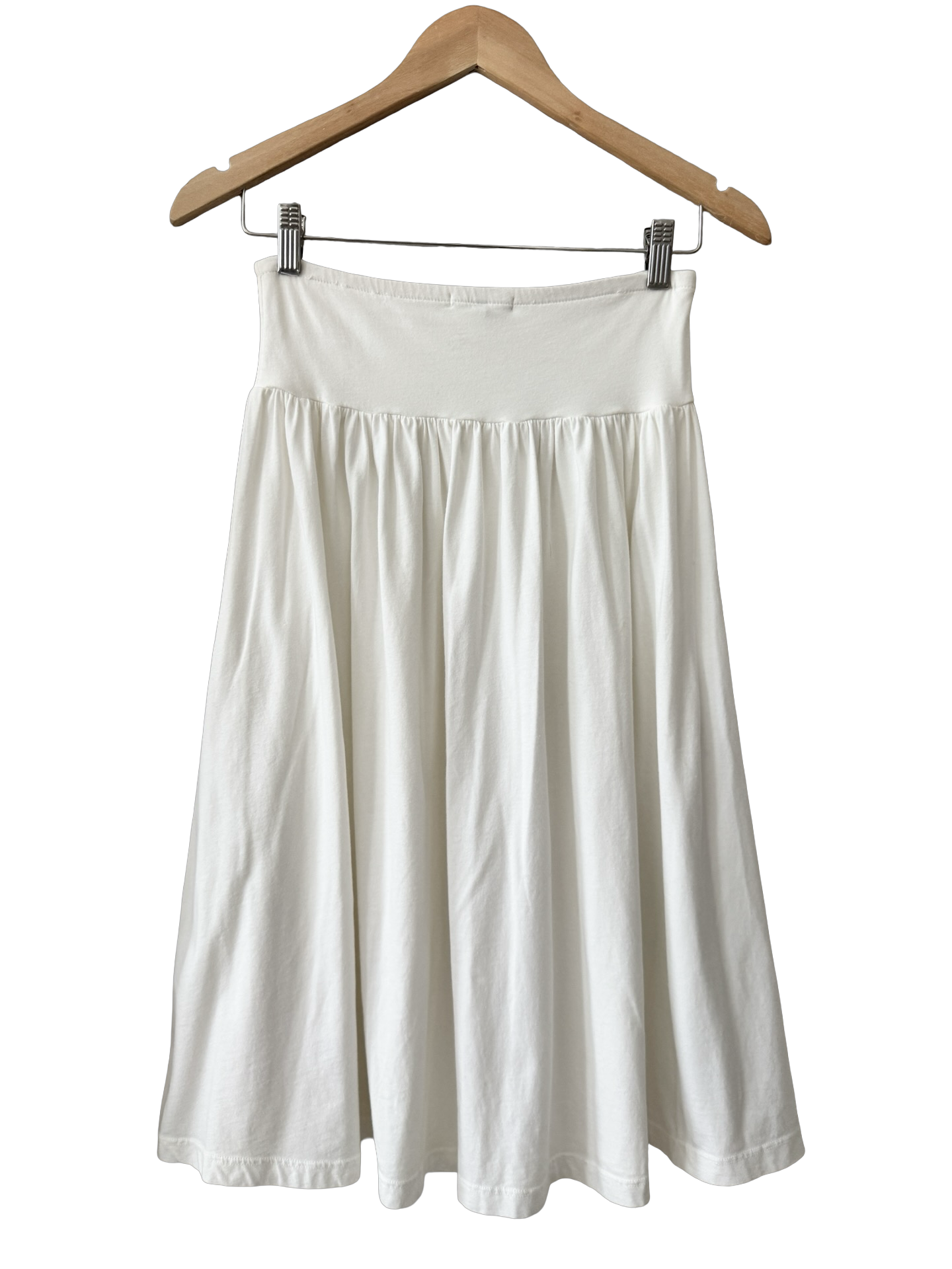 Vintage Y2K Soft White Jersey Midi Skirt (XS)