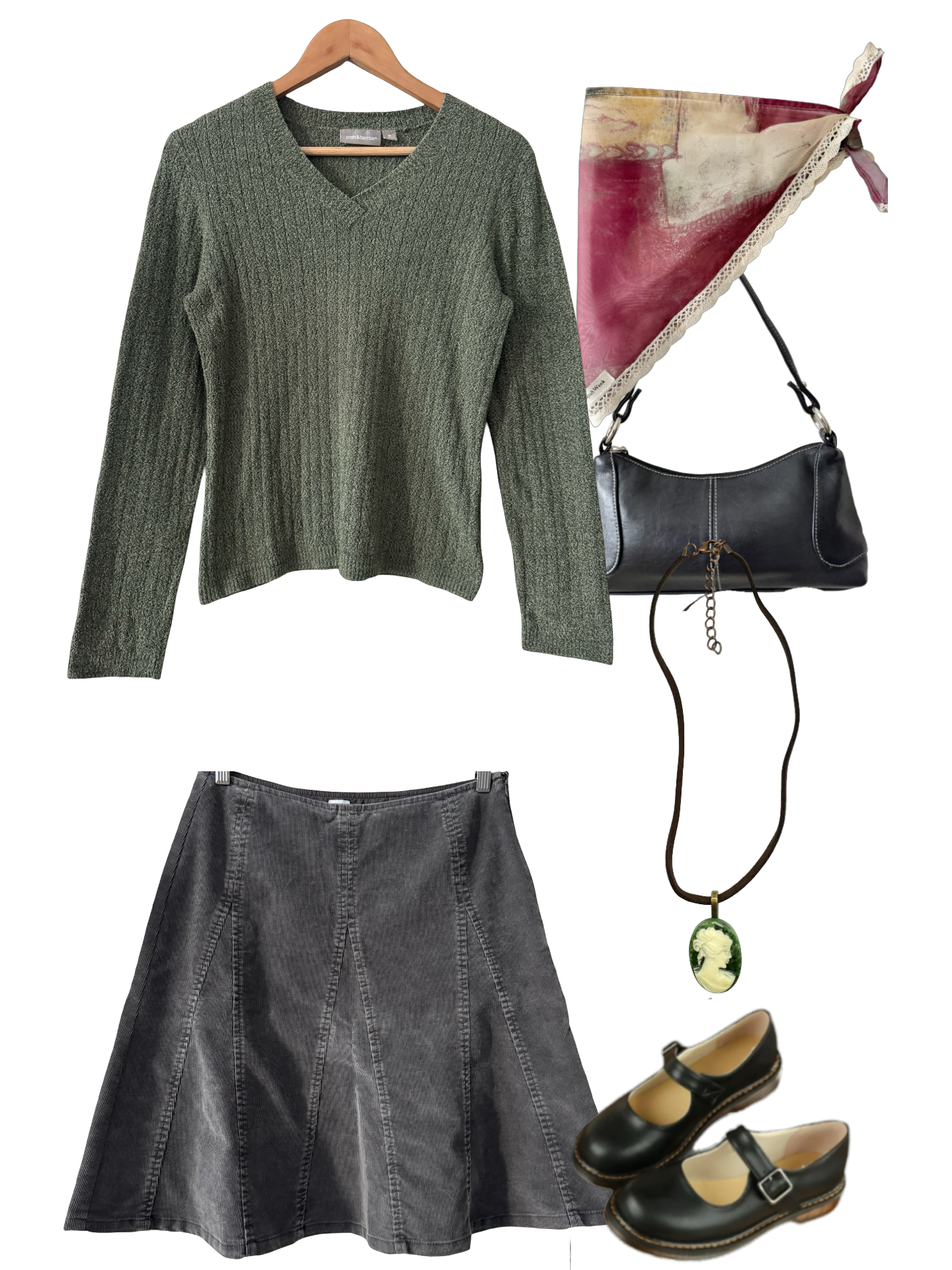 Vintage Y2K Moss Garden Textured Knit Top (M)