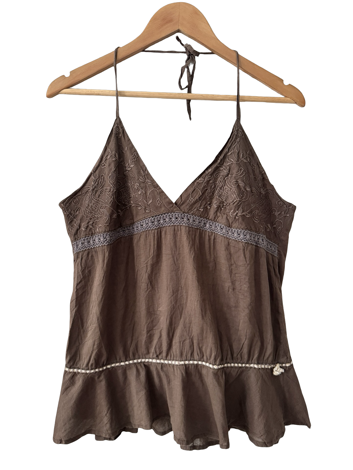 Vintage Y2K Cocoa Crochet Halter (M/L)