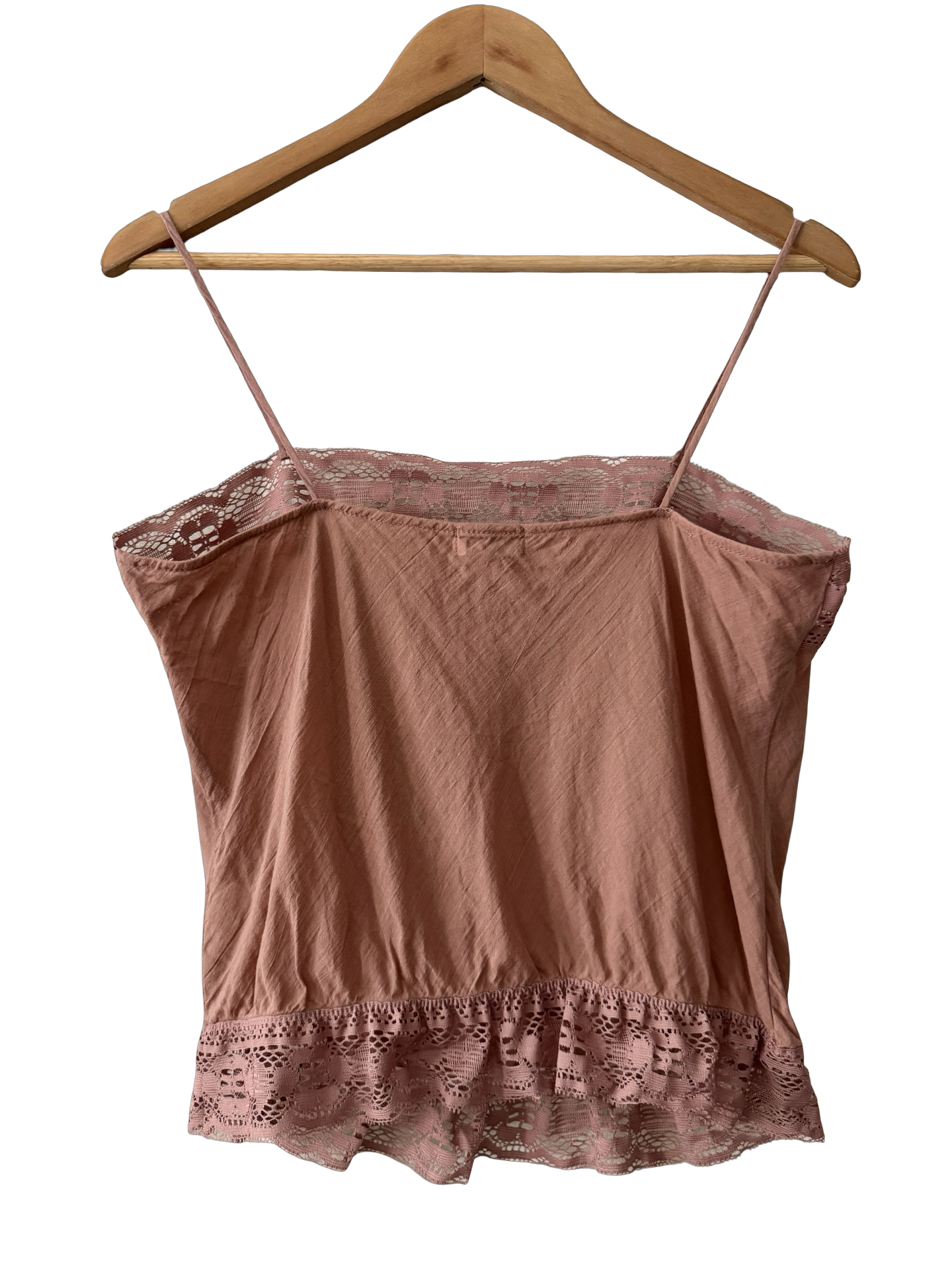 Vintage 90s Dusty Rose Lace Trim Cami (S/M)