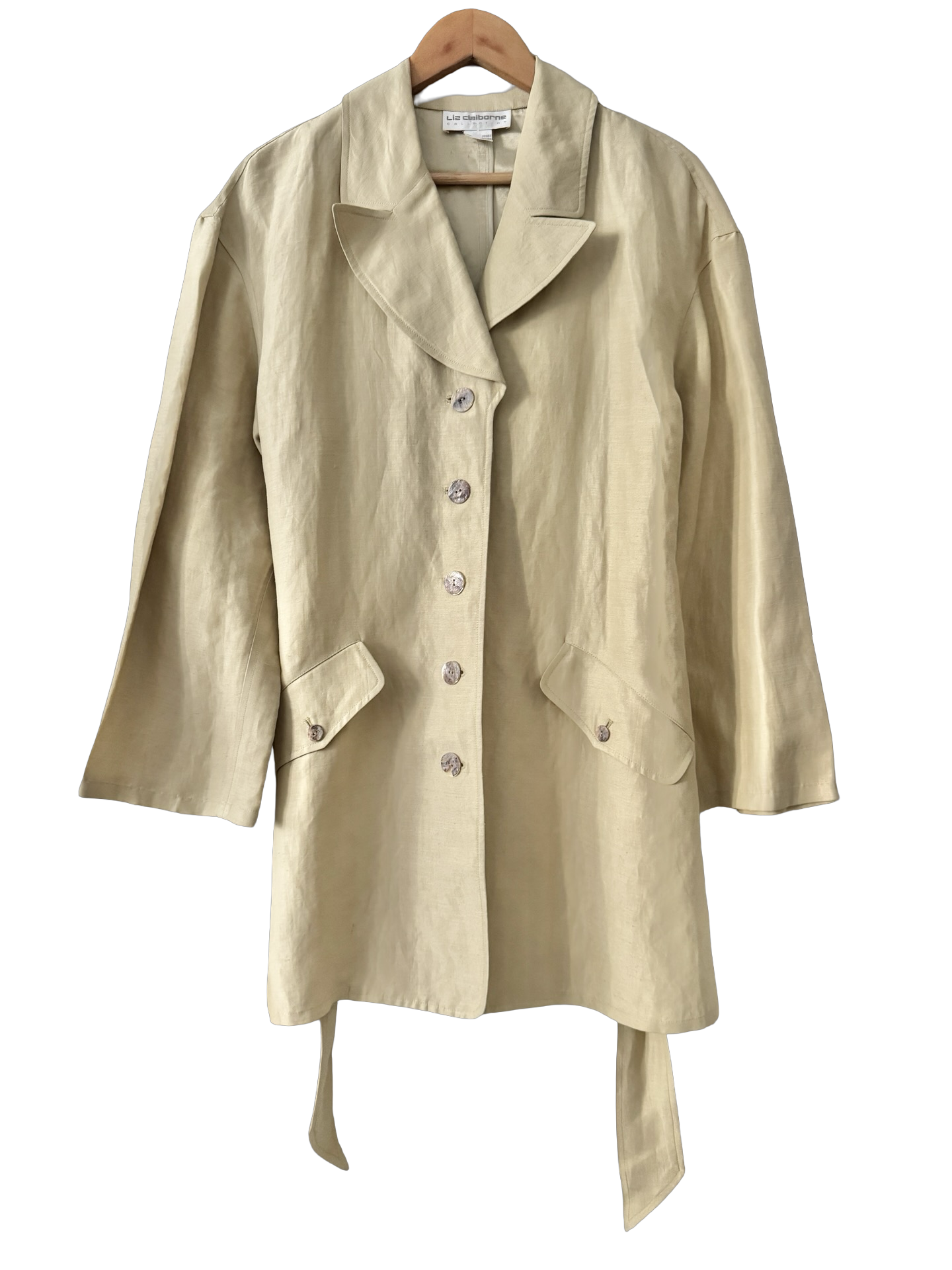Vintage 90s Buttercream Belted Trench Coat (M)