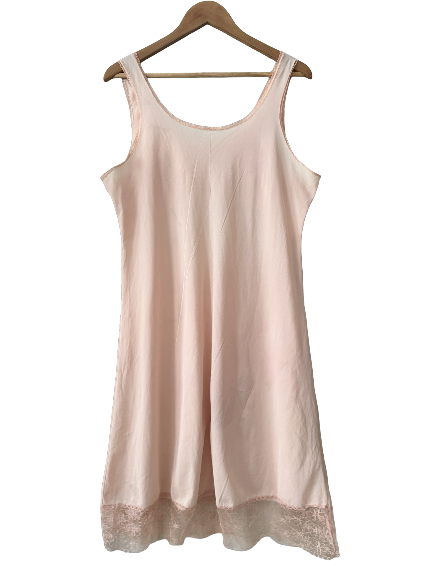 Vintage 60s Peach Parfait Lace Slip Dress (L)