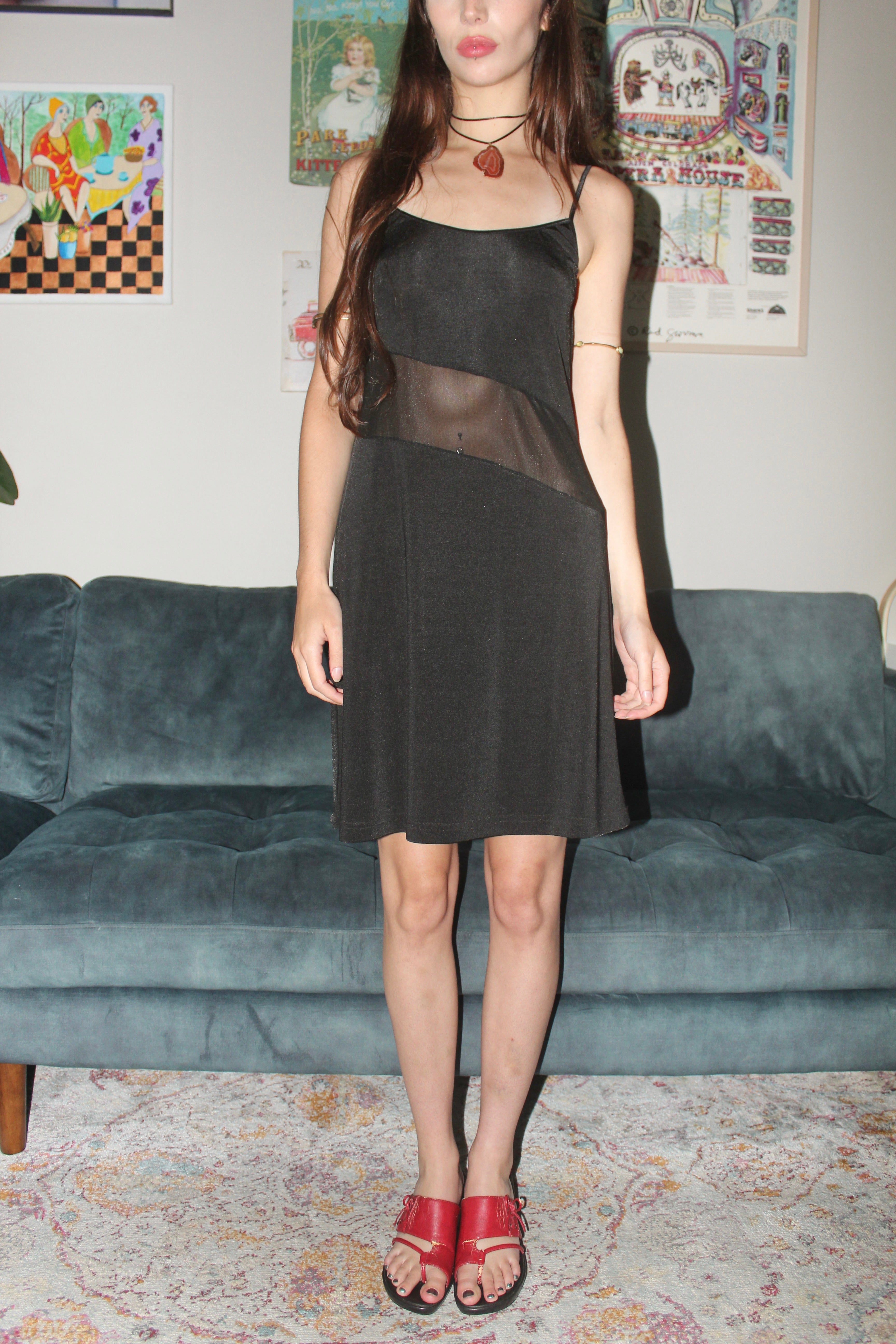 Vintage 90s Asymmetrical Mesh Dress