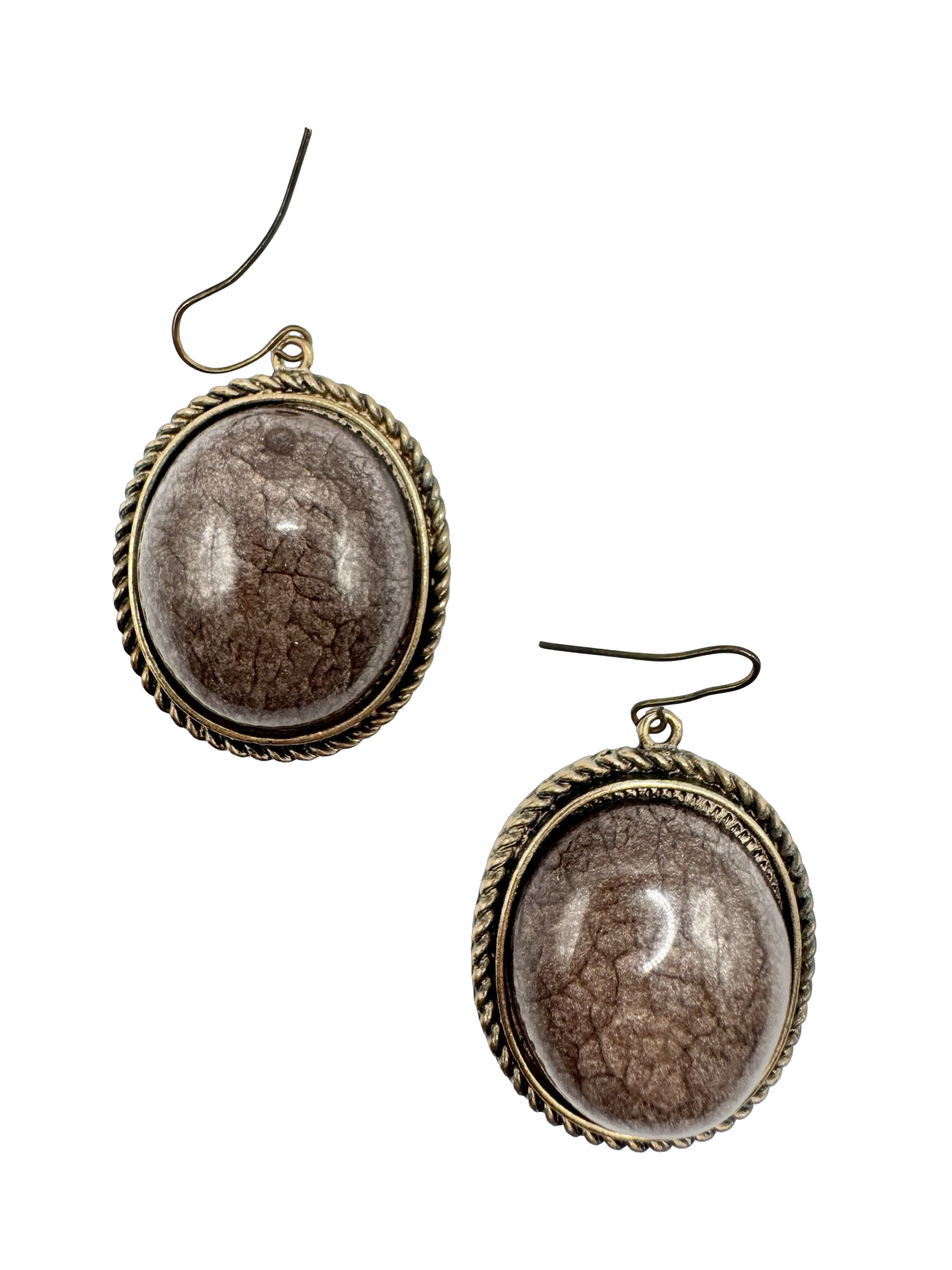 Vintage 90s Mocha Cabochon Drop Earrings