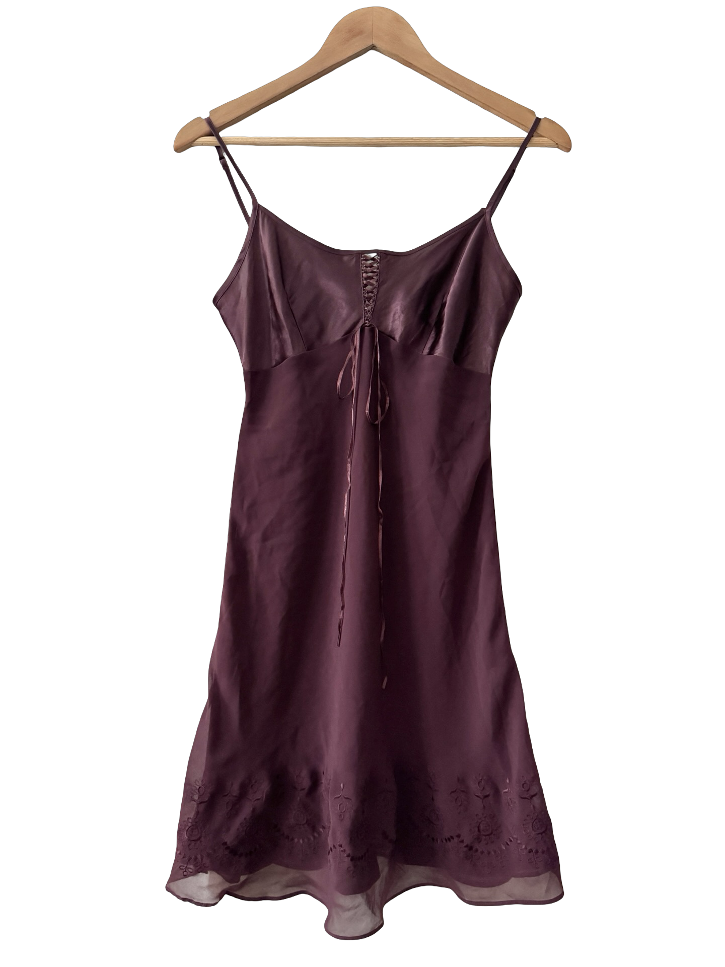 Vintage 90s French Bordeaux After Dark Slip Dress (S)