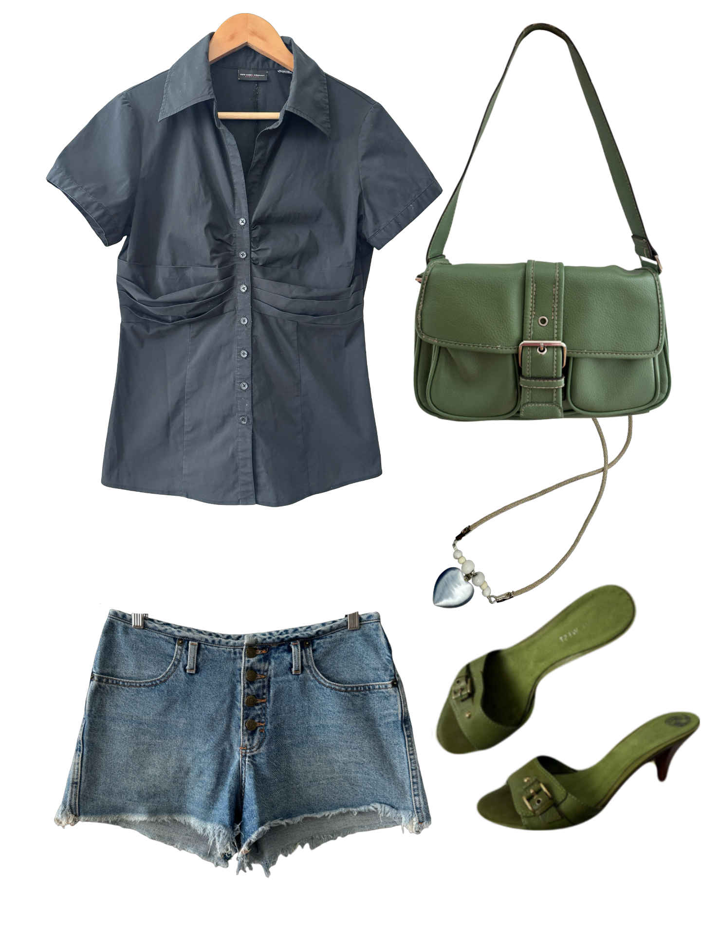Vintage Y2K Noir Fitted Ruched Button-Up Top (M-L)
