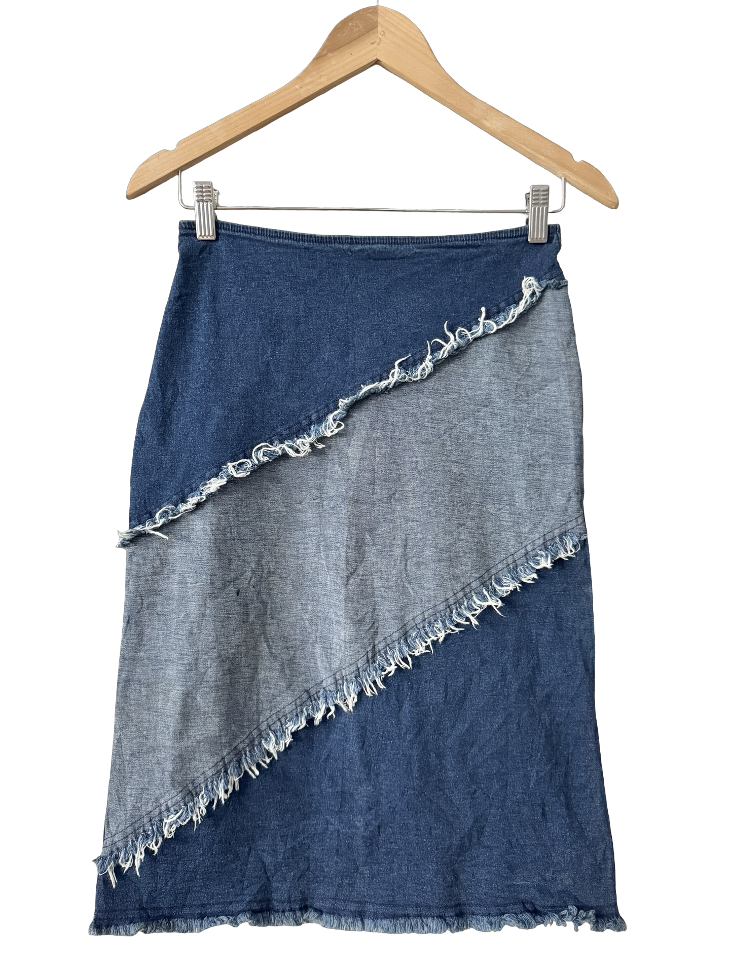 Vintage 90s Blue Hour Stretch Denim Midi Skirt (XS/S)