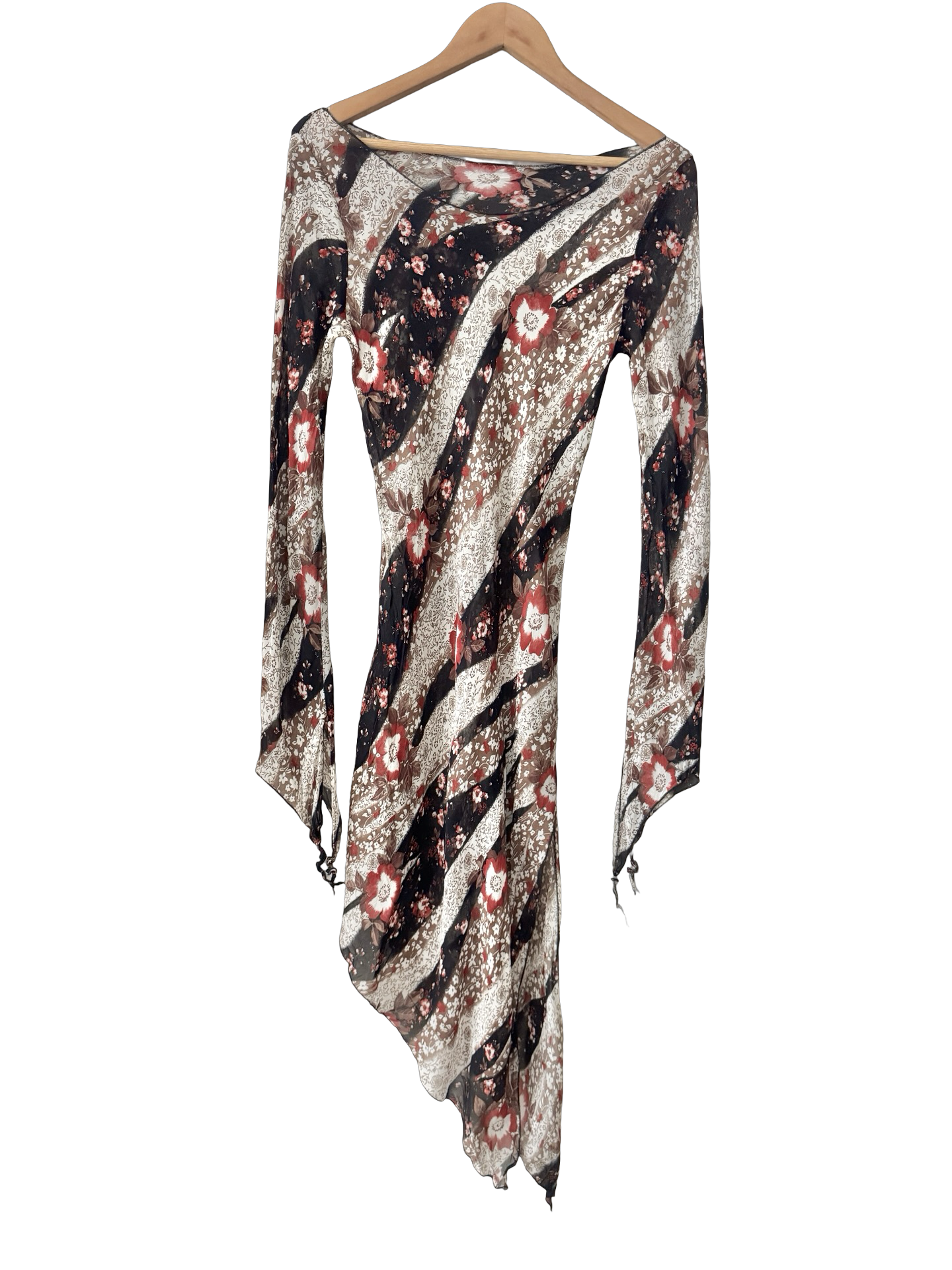 Vintage Y2K Woodland Muse Asymmetrical Mesh Dress (M)