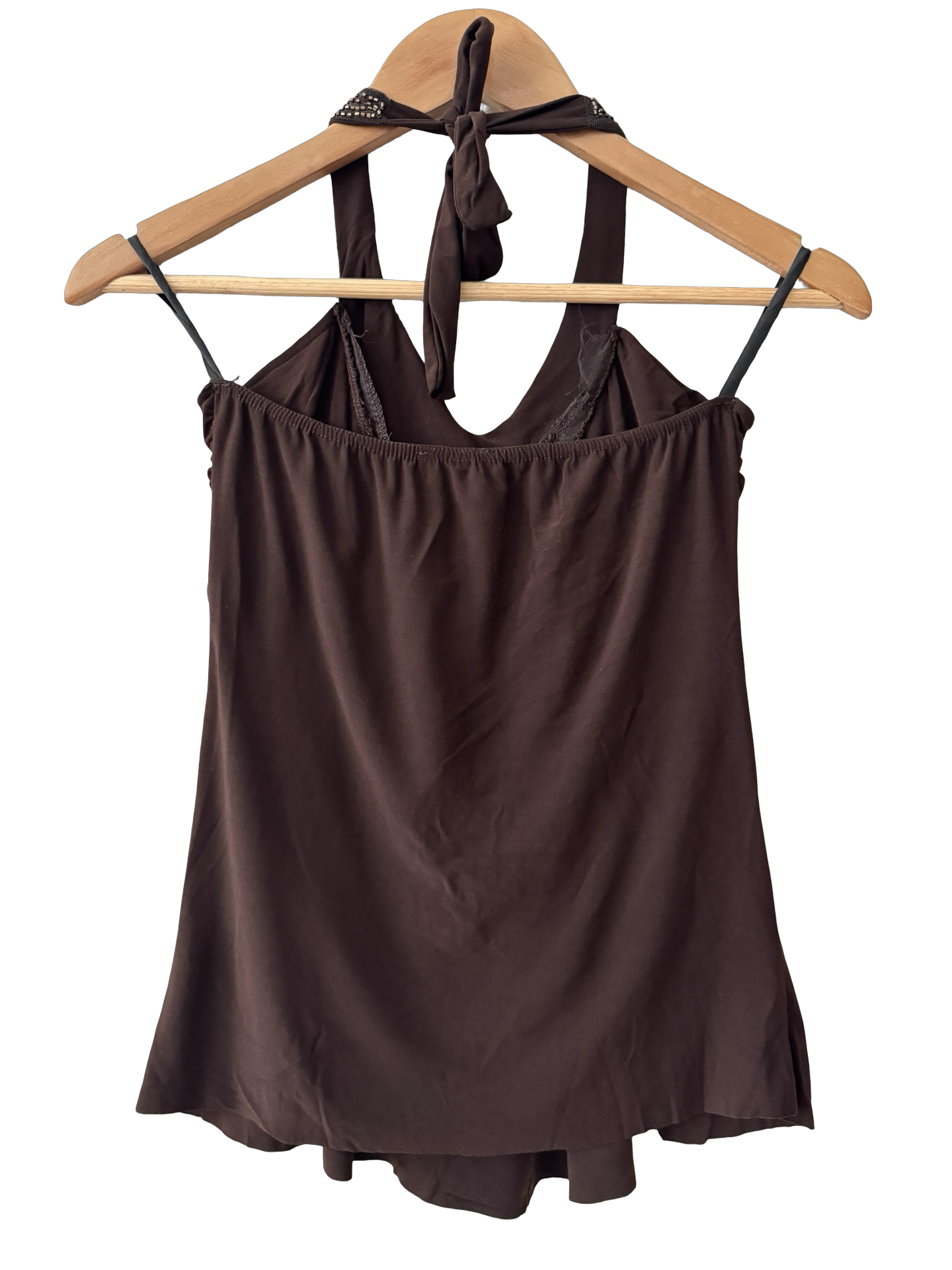 Vintage Y2K Parisian Beaded Cocoa Halter Top (S-M)