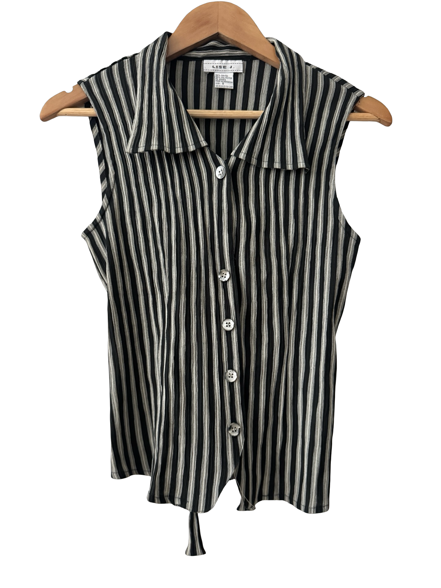 Vintage 90s Striped Sleeveless Tie-Back Blouse (S/M)