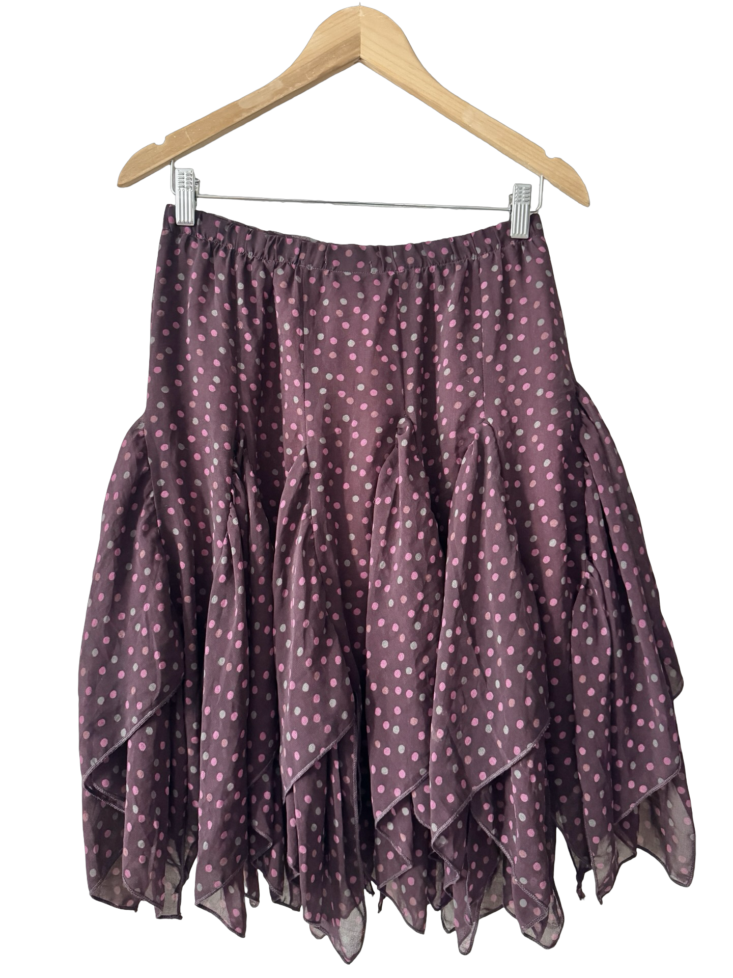Vintage Y2K Raspberry Polka Dot Flounce Skirt (S/M)