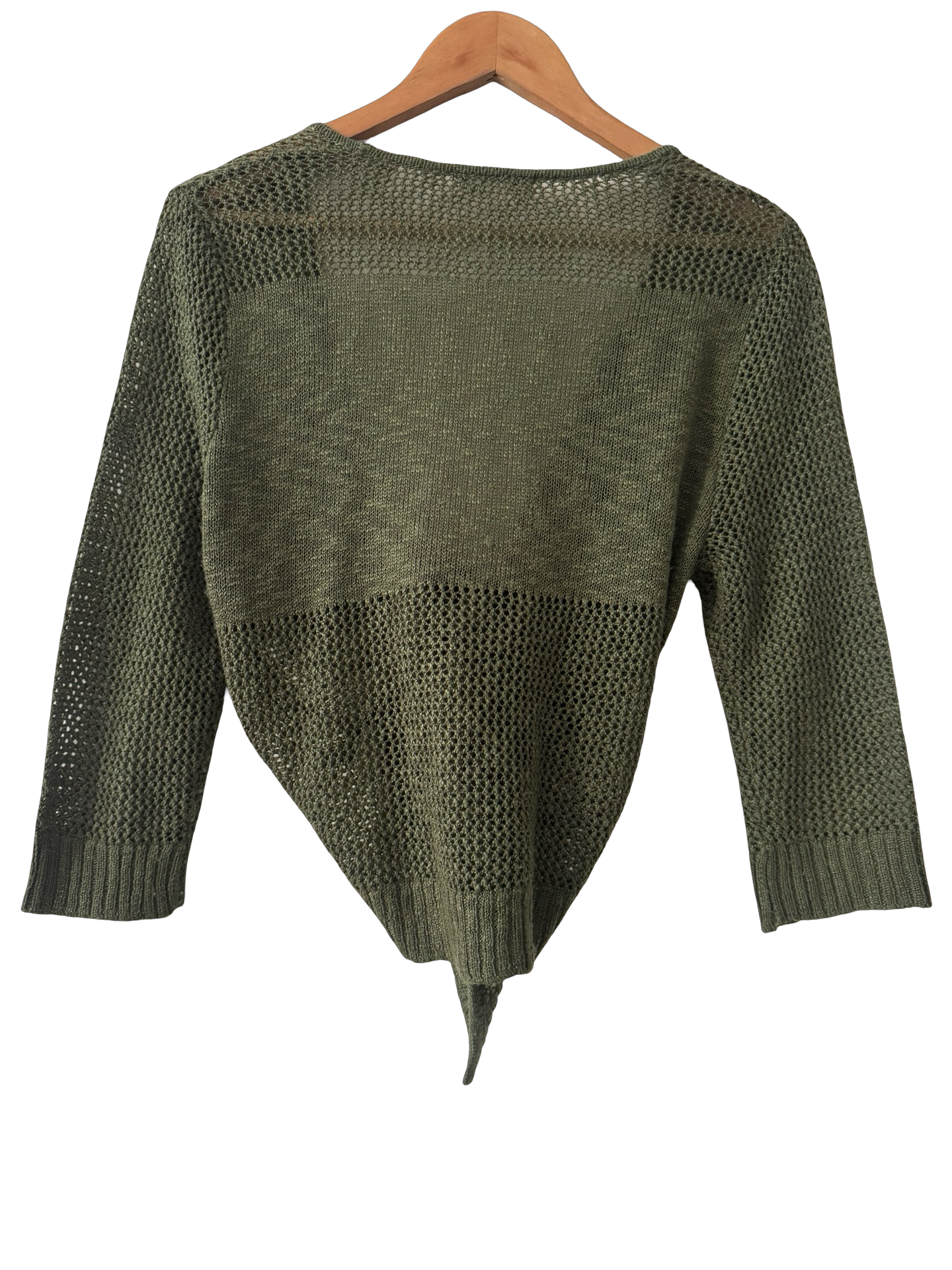 Vintage Y2K Olive Poet Mesh Tie Front Knit (M)