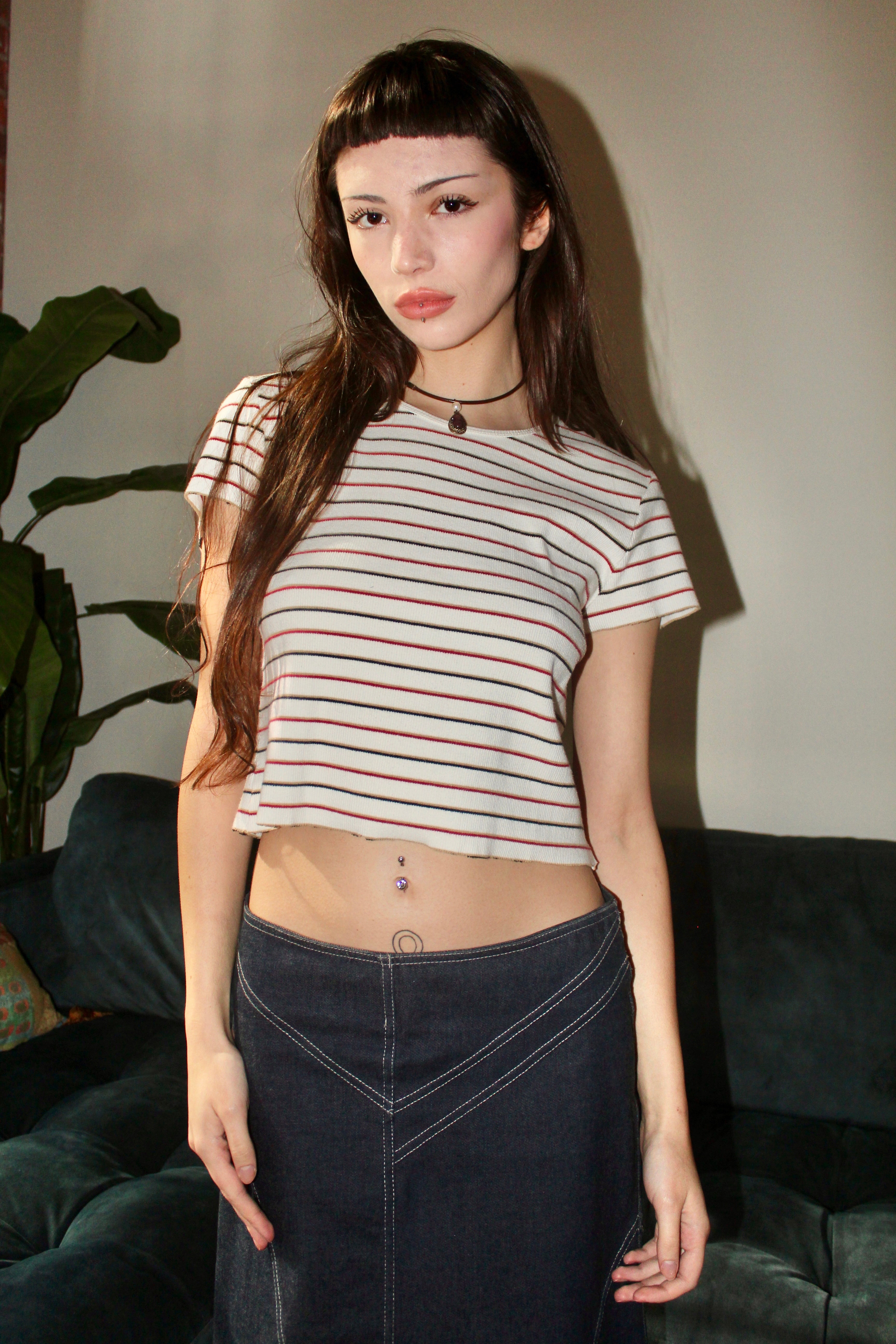 Vintage Raw Edge Cropped Baby Tee (S)