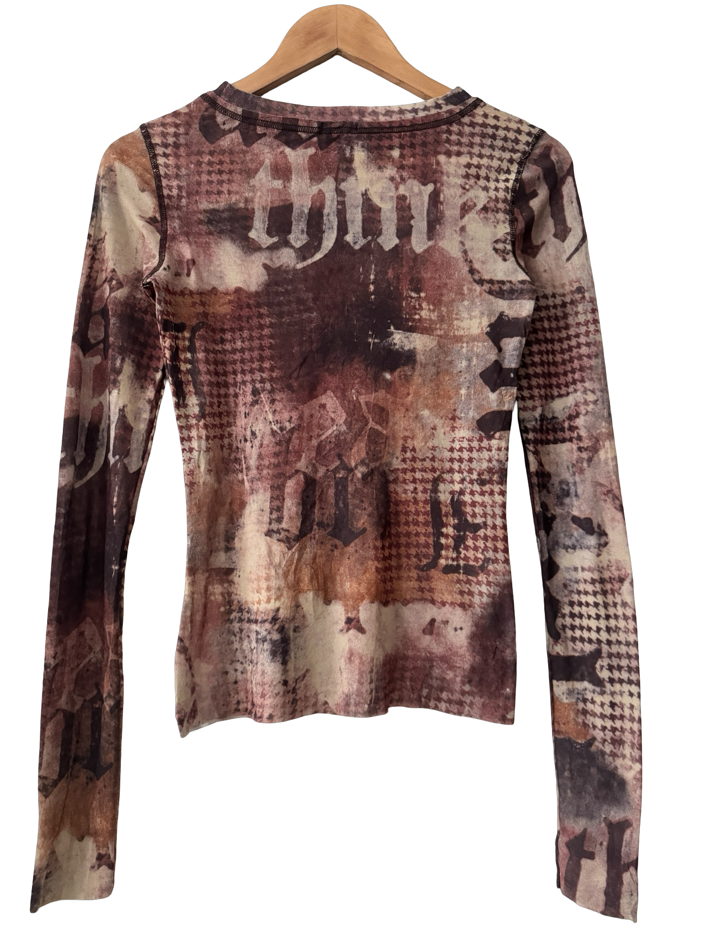 Vintage Y2K Grunge Poetry Mesh Top (M)