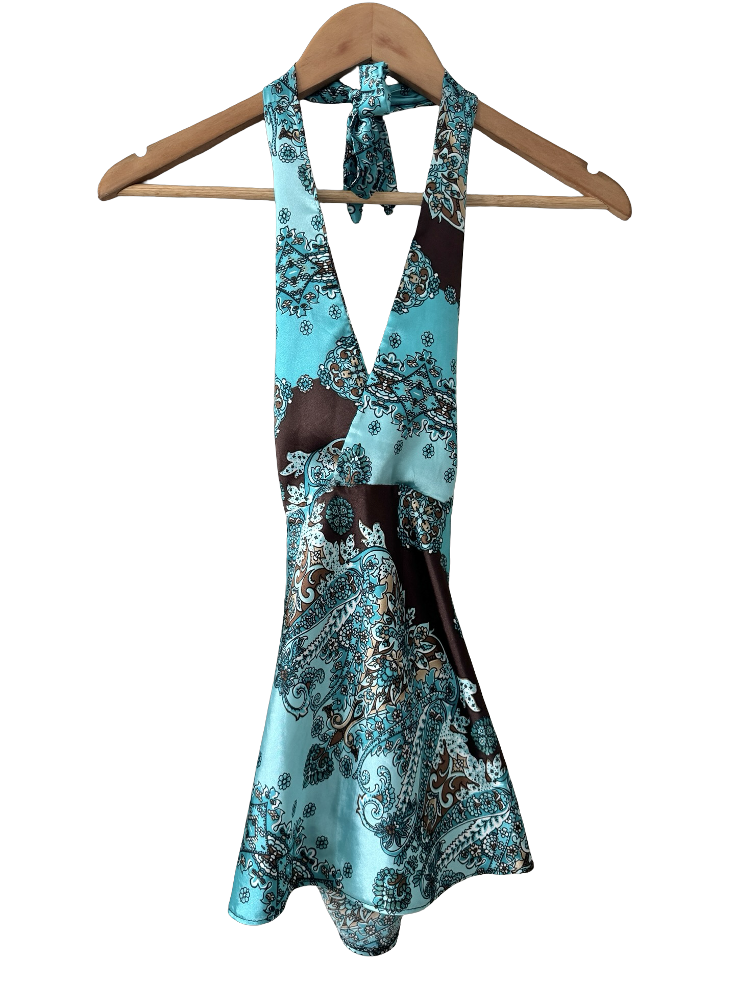 Vintage Y2K Turquoise Paisley Halter (M)