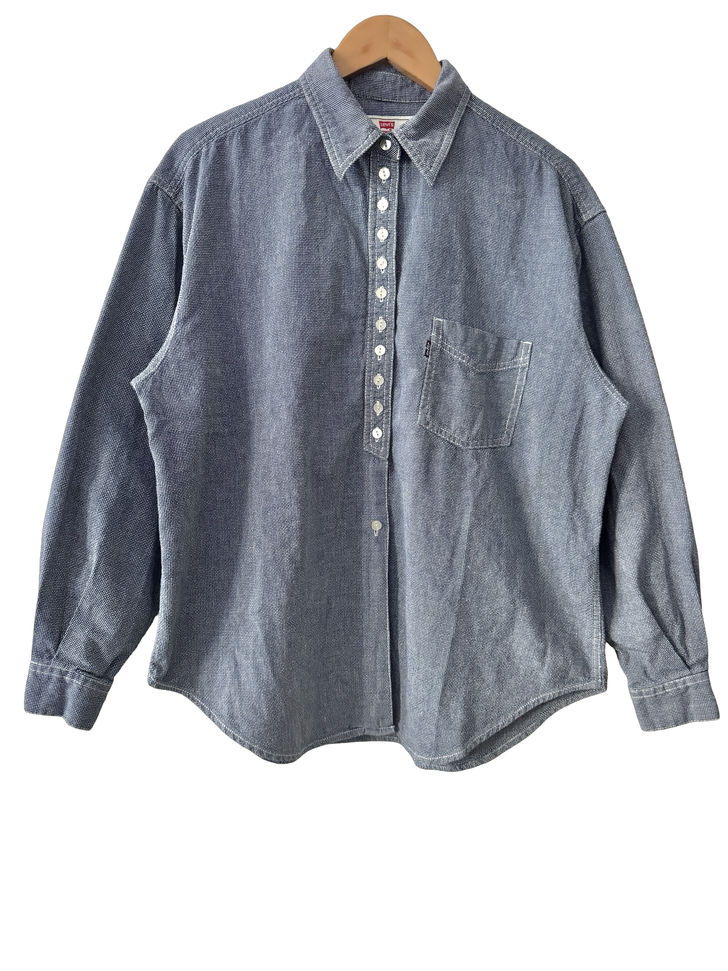 Vintage 90s Blue Haze Denim Button Up Shirt (L/XL)
