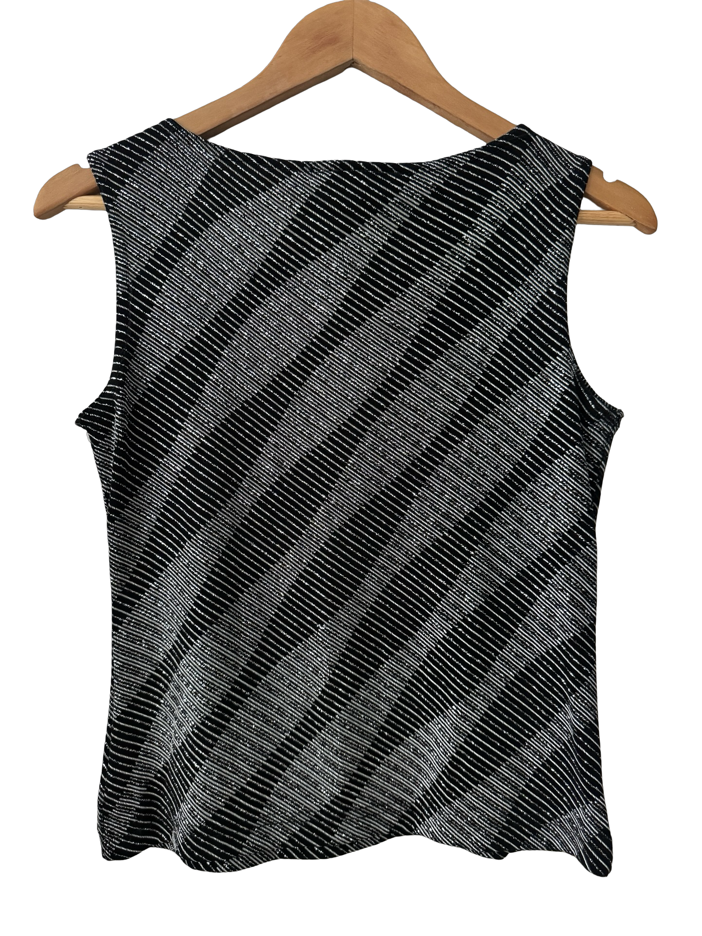 Vintage Y2K Black & Silver Shimmer Sleeveless Knit Top (M/L)