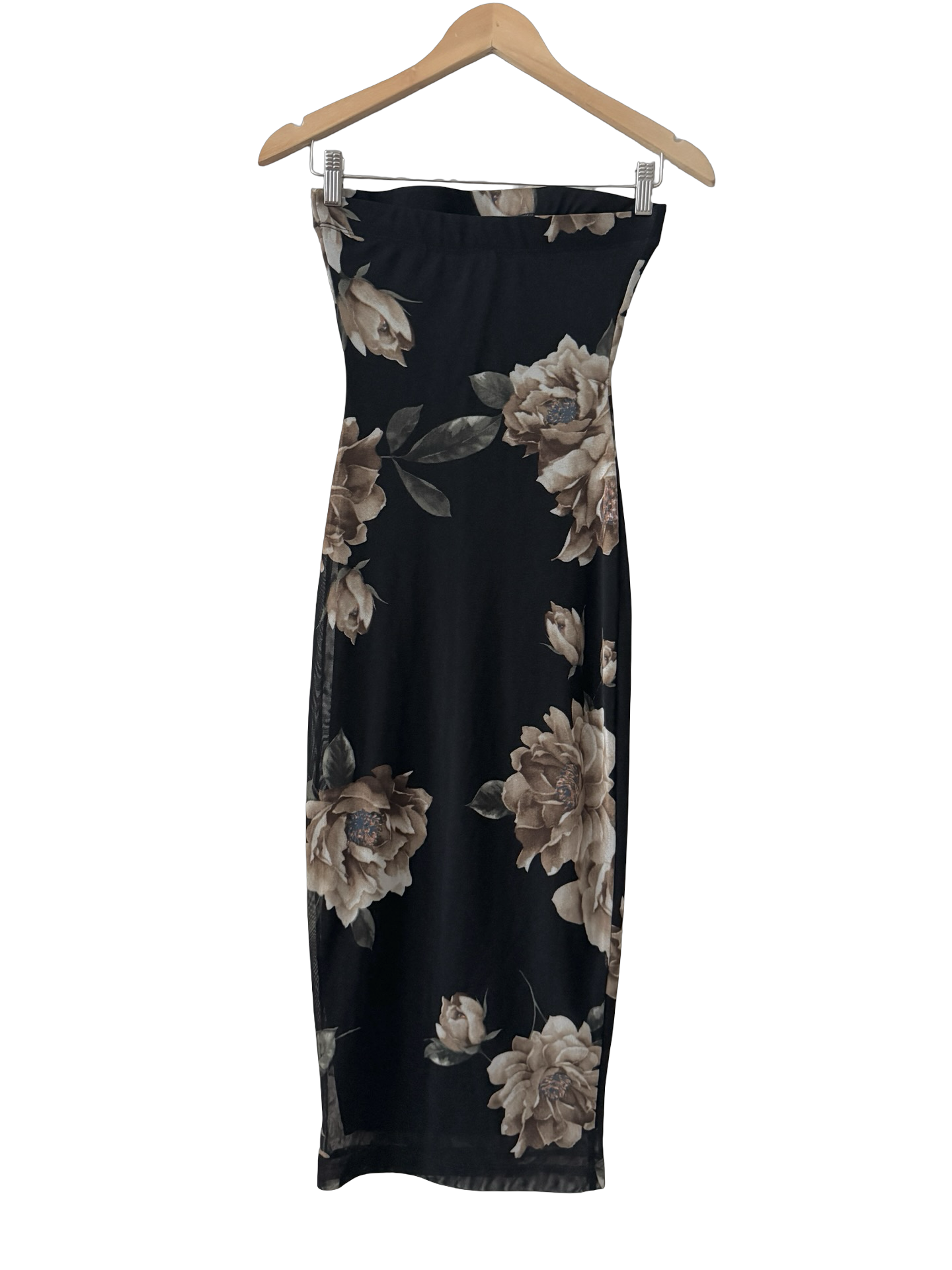 Vintage Y2K Midnight Rose Mesh Midi Dress (XS-S)