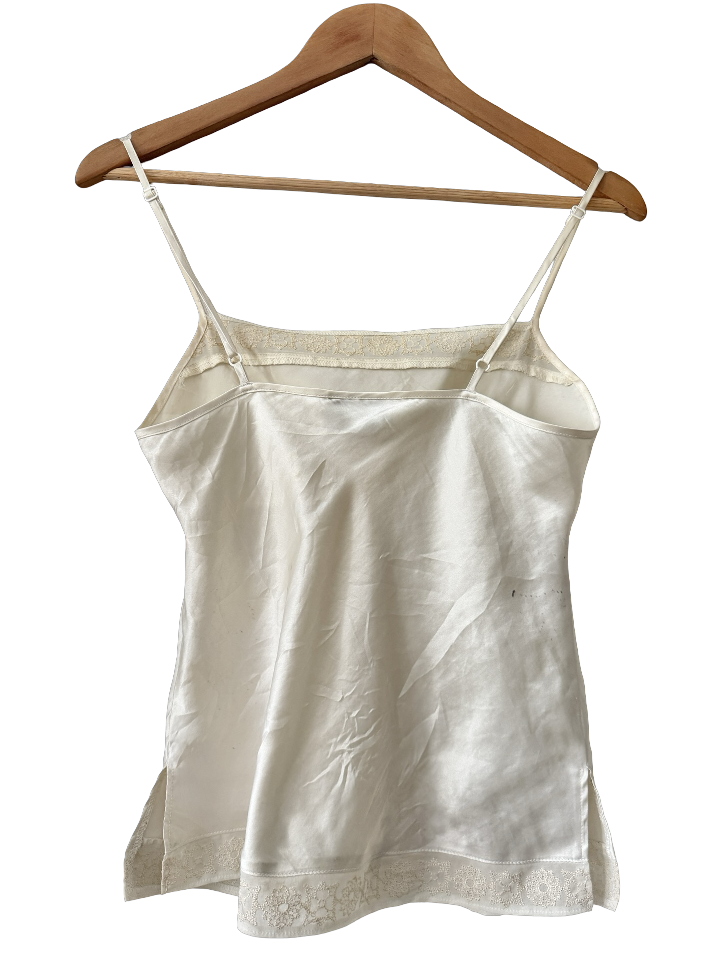 Vintage Y2K French Ivory Heirloom Satin Cami (Small)