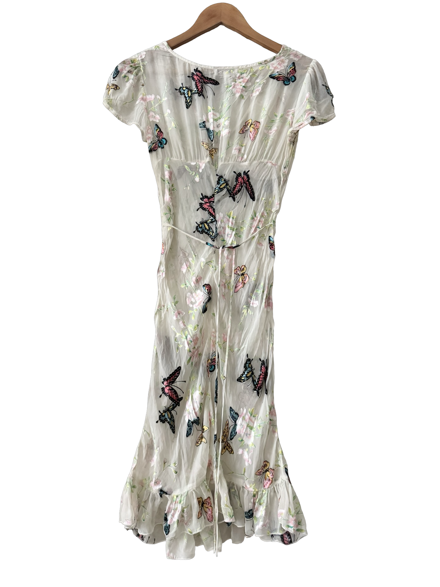 Vintage Y2K Sheer Butterfly Garden Tie Dress (M)