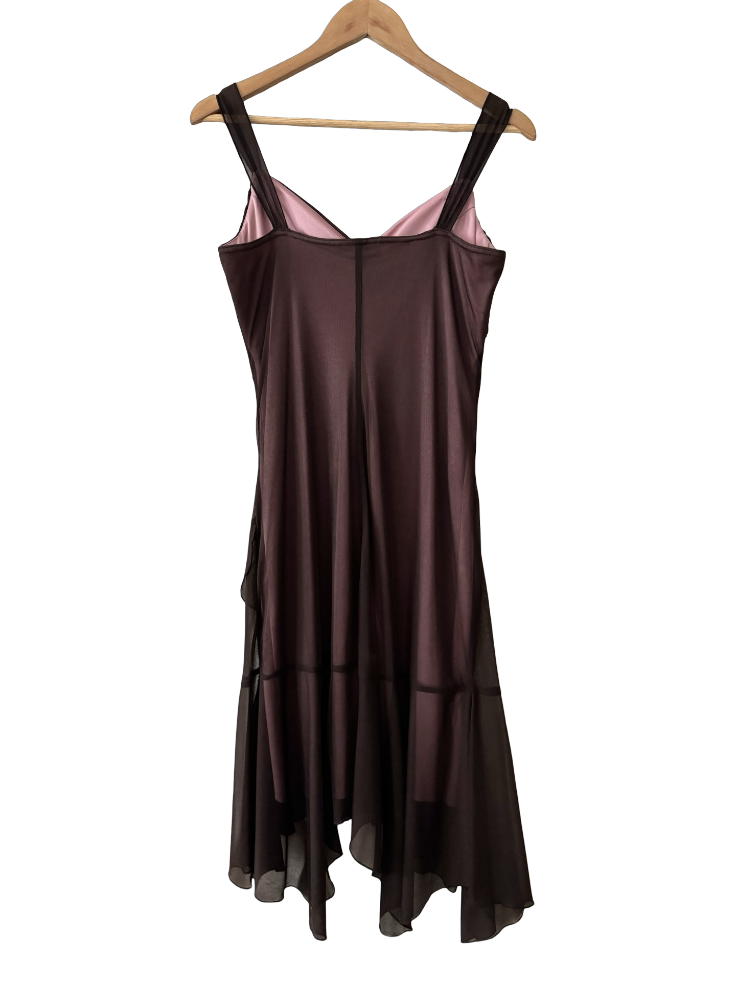 Vintage City Triangles Cocoa Chiffon Midi Dress (M) Vintage City Triangles Cocoa Chiffon Midi Dress (M)