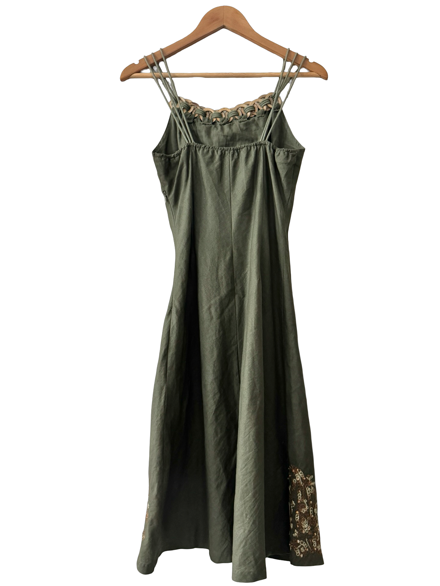 Vintage Y2K Olive Goddess Dress (M)
