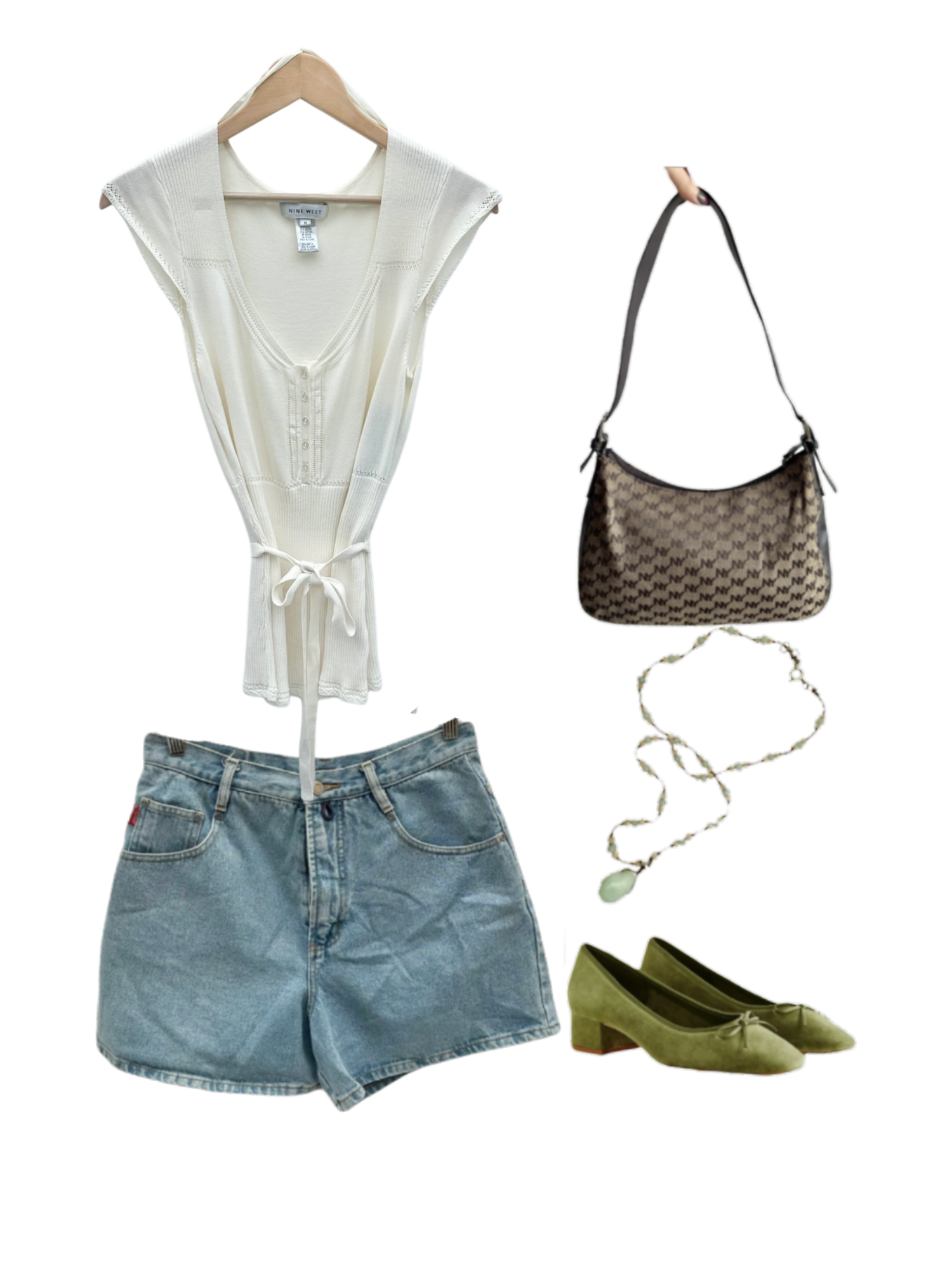 Vintage 90s Dainty Knit Tie Top (M)