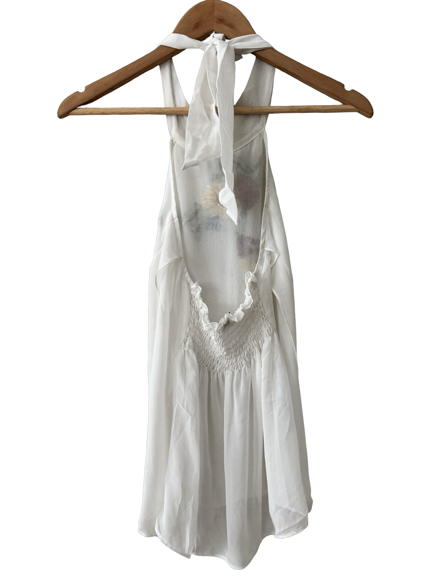 Vintage 90s White Embroidered Halter Top (S-M)
