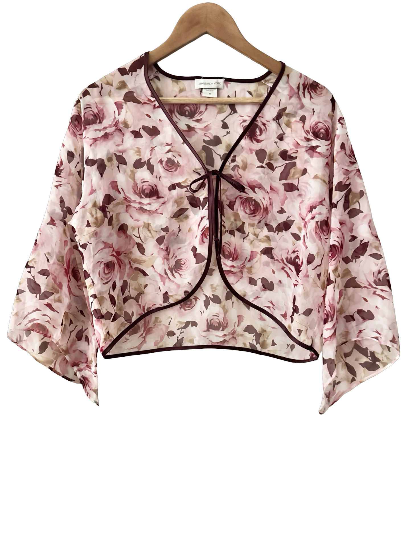 Vintage Y2K Rosewater Tie Front Shrug Top (M)