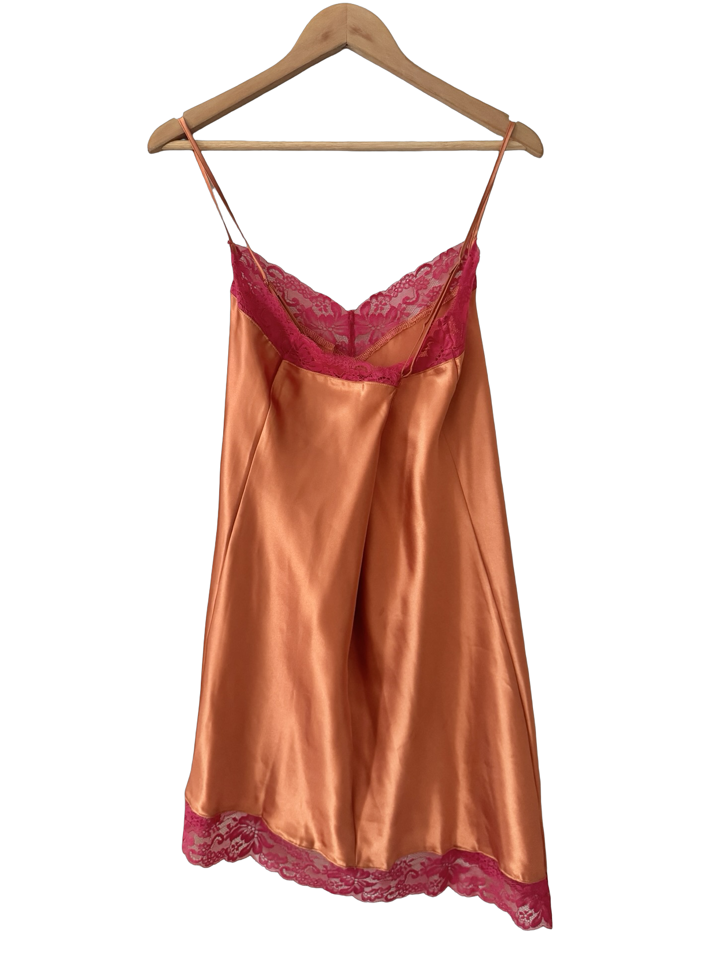 Vintage Y2K Sunset Satin Lace Longline Top (L)