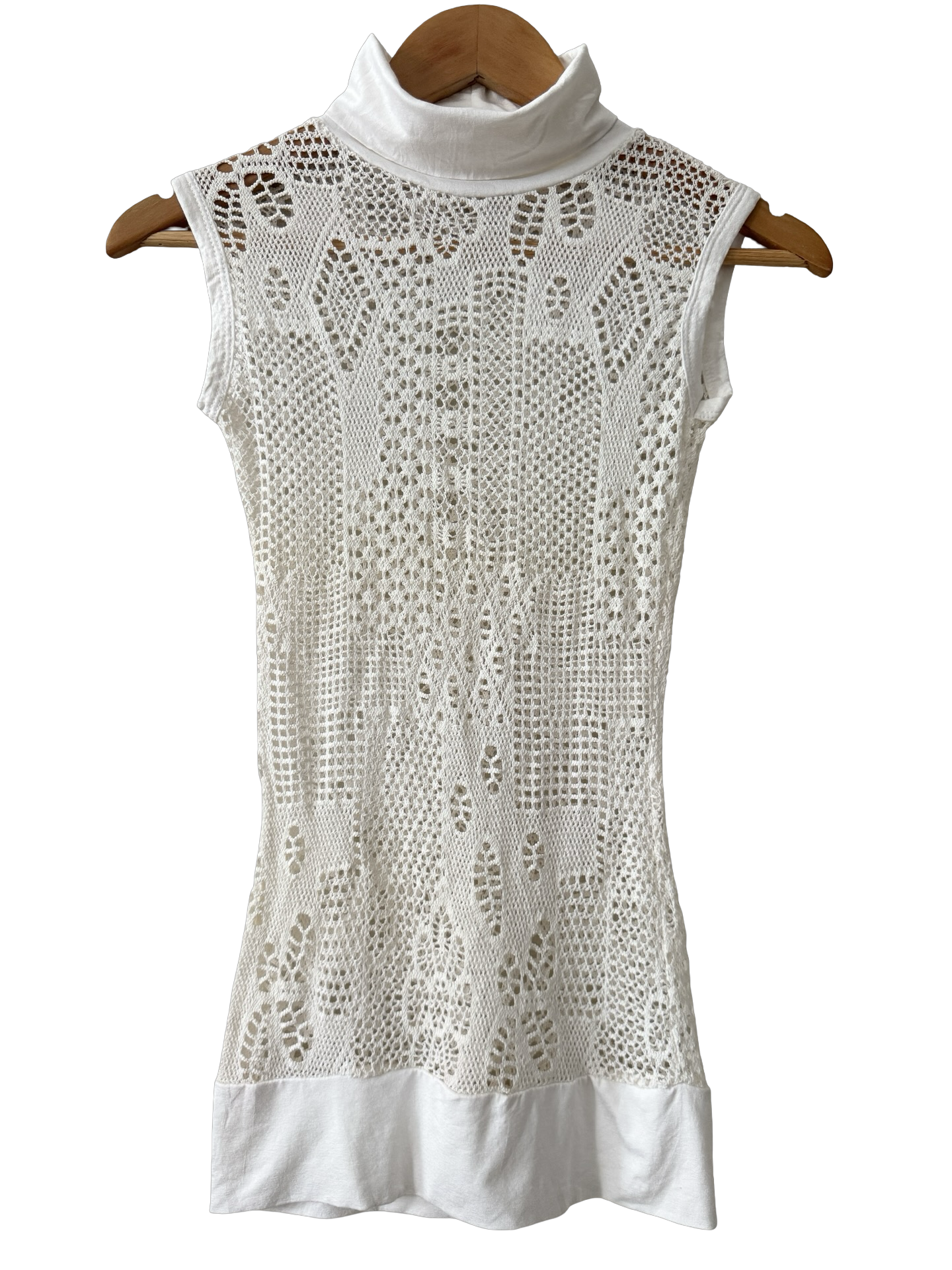 Vintage Y2K Mesh Turtleneck Longline Top (S/M)