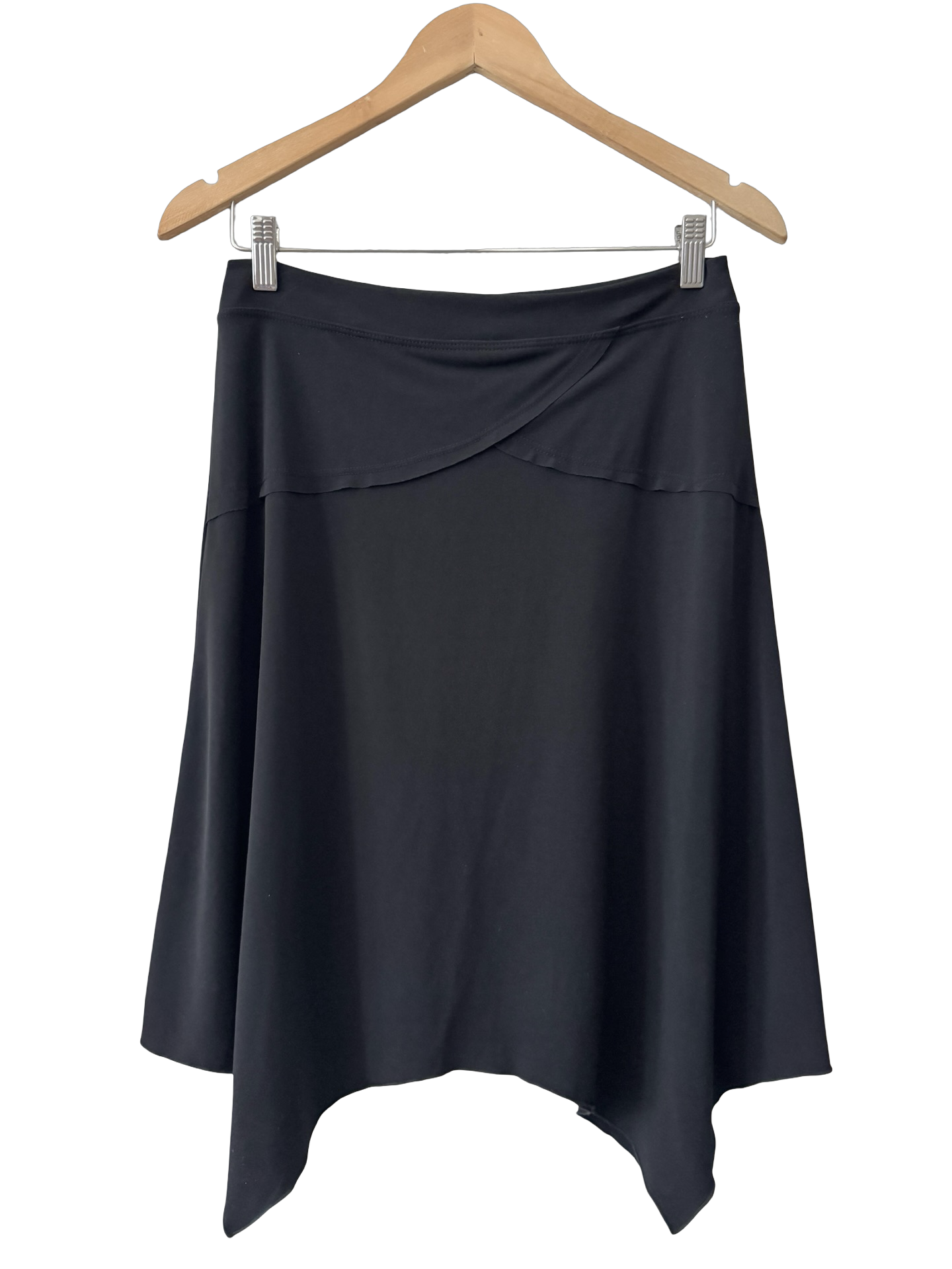 Vintage Y2K Black Handkerchief Hem Midi Skirt (S/M)